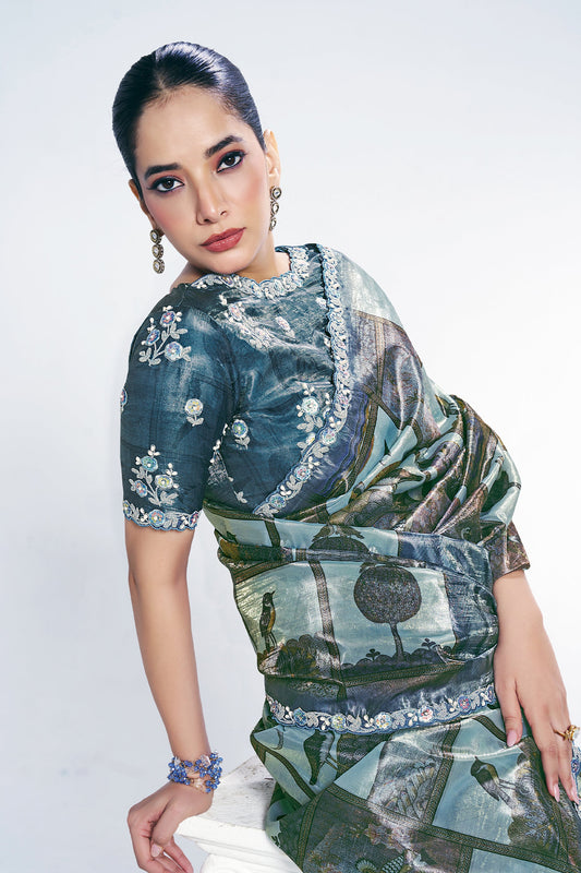 Grey Digital Printed Paper Silk Saree-SAR10261_2_SareeButa.com