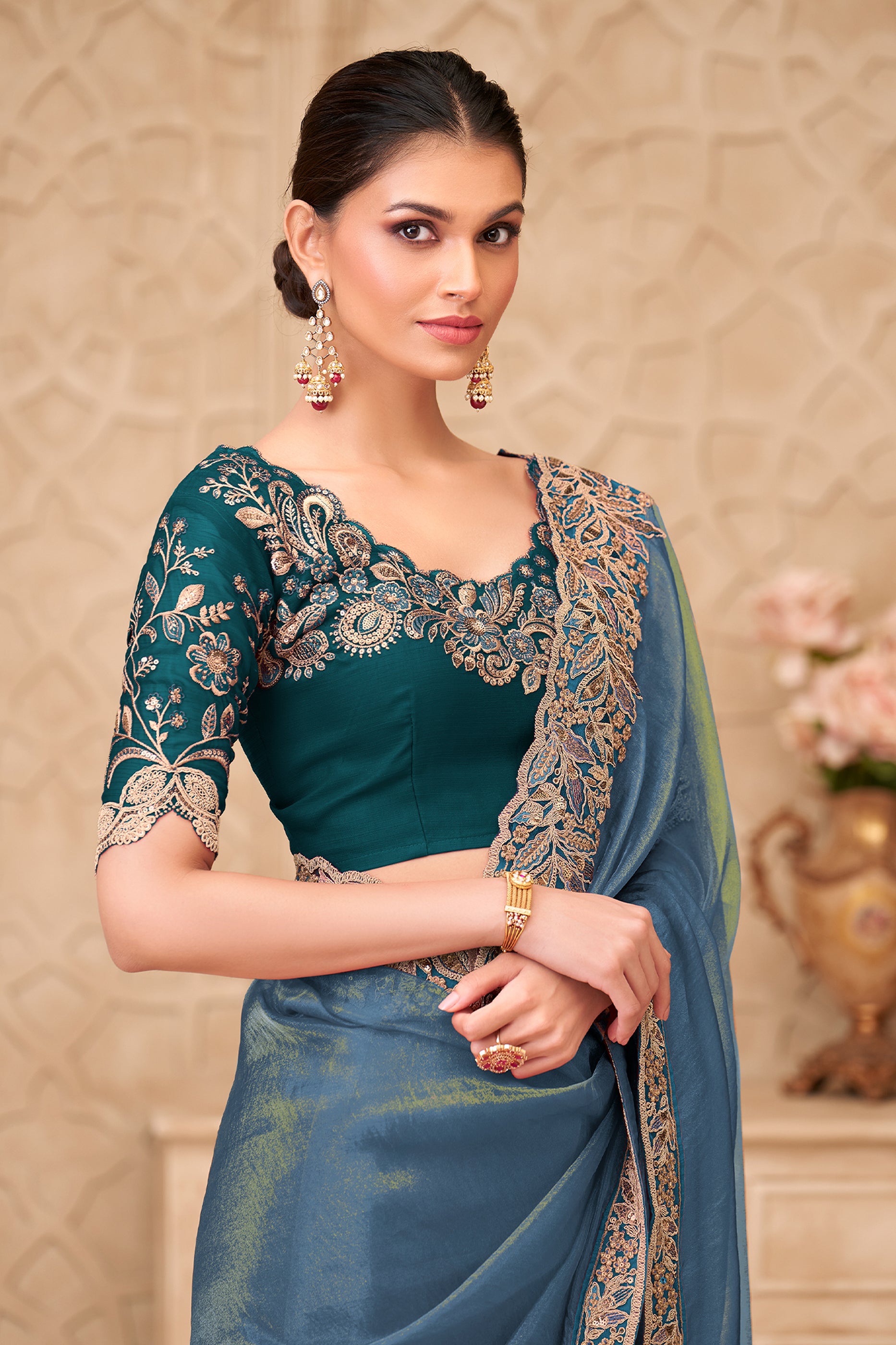 Grey Embroidered Georgette Silk Saree-SAR12477_2_SareeButa.com