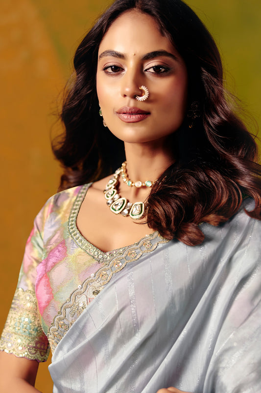 Grey Embroidered Jacquard Silk Saree-SAR12094_2_SareeButa.com