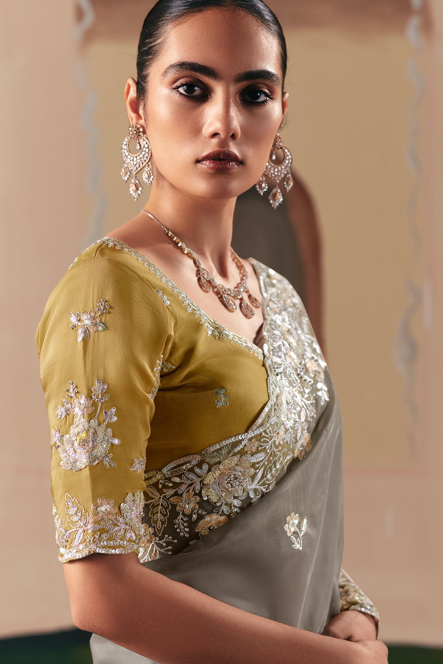 Grey Embroidered Organza Saree-SAR10558_3_SareeButa.com