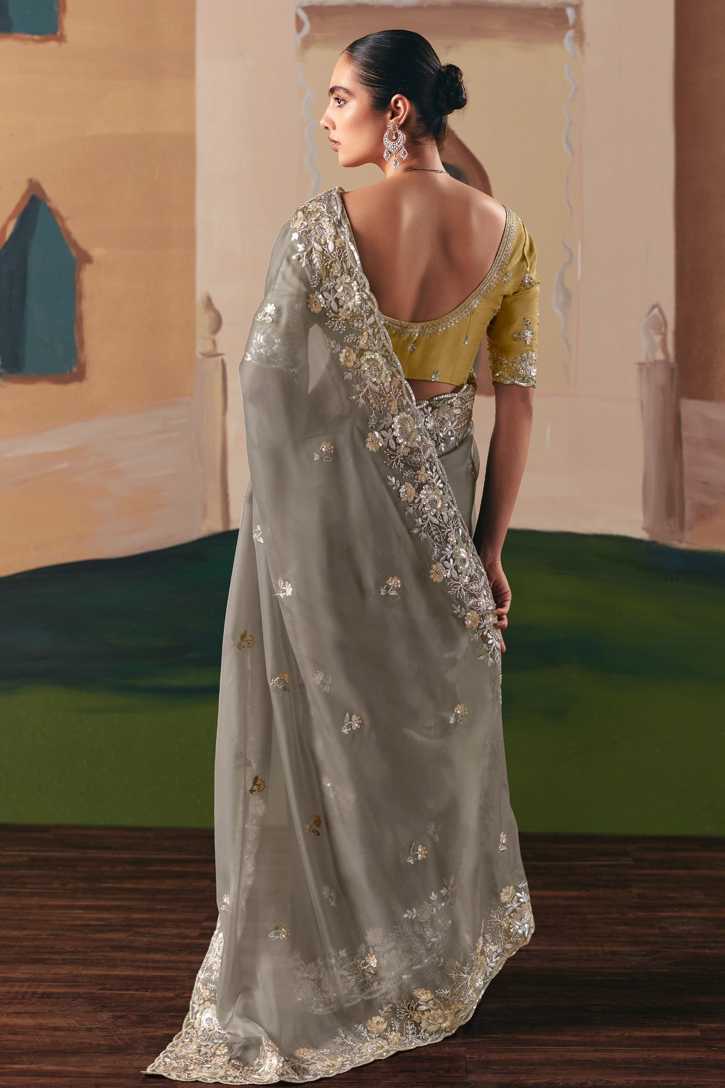 Grey Embroidered Organza Saree-SAR10558_4_SareeButa.com