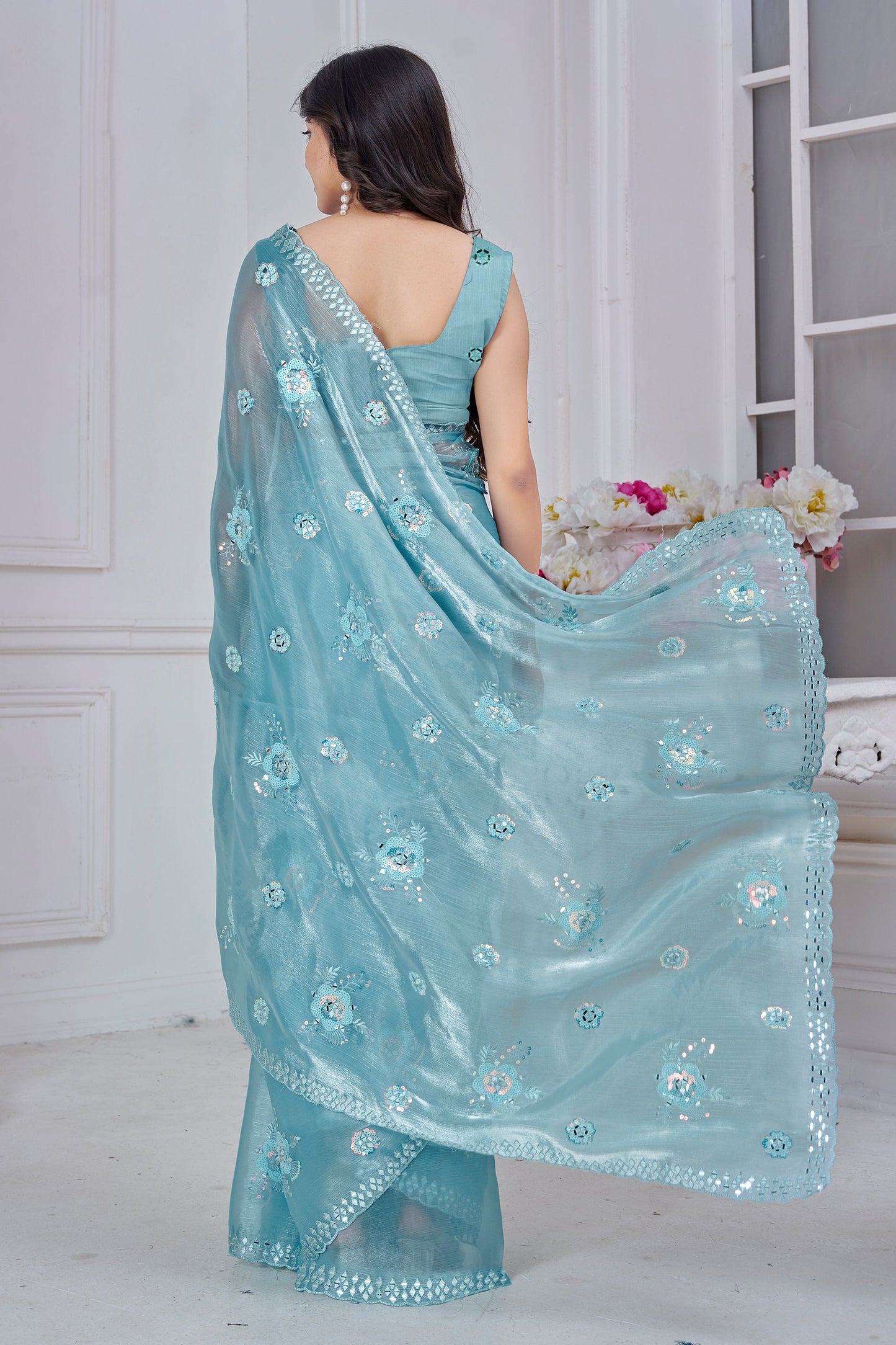 Grey Embroidered Organza Saree-SAR10756_4_SareeButa.com