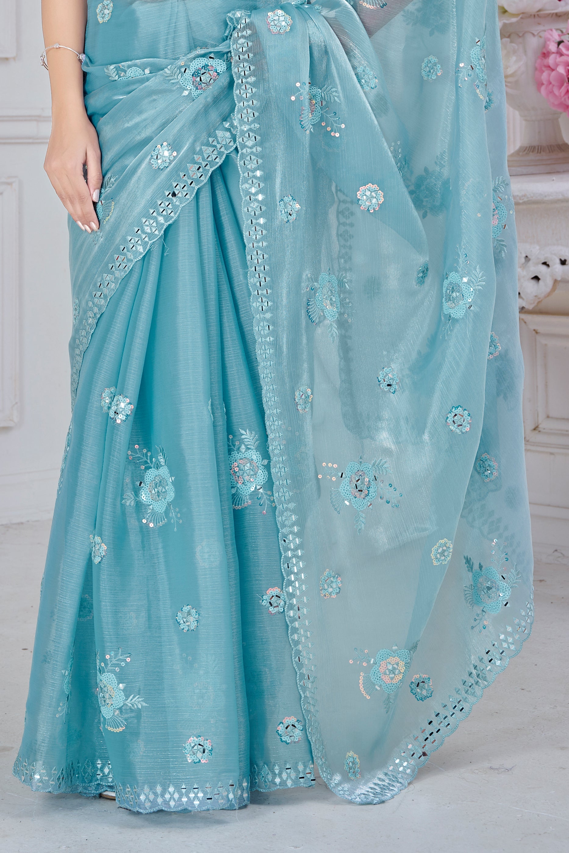 Grey Embroidered Organza Saree-SAR10756_5_SareeButa.com