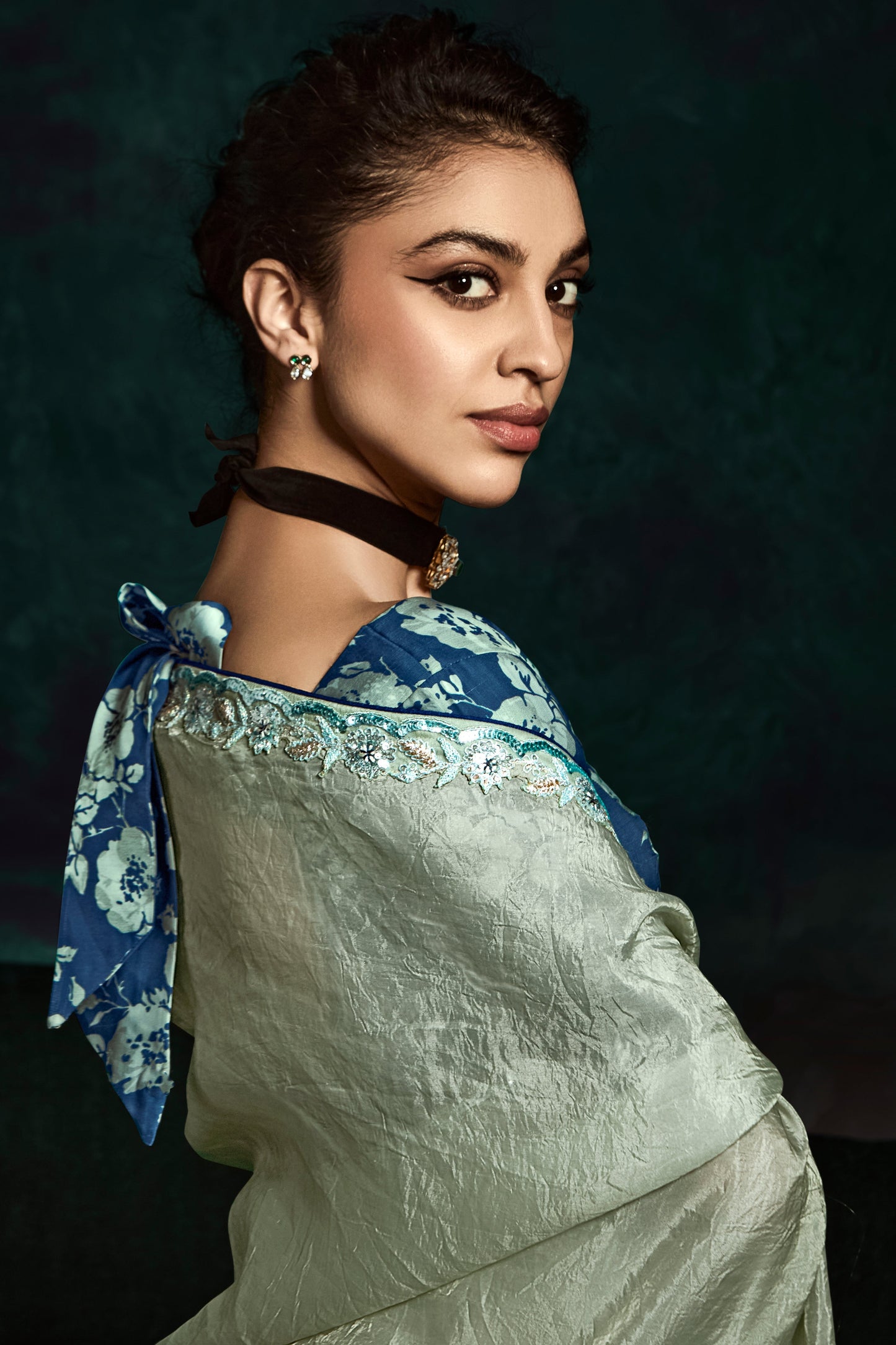 Grey Embroidered Organza Saree-ZB134078_3_SareeButa.com