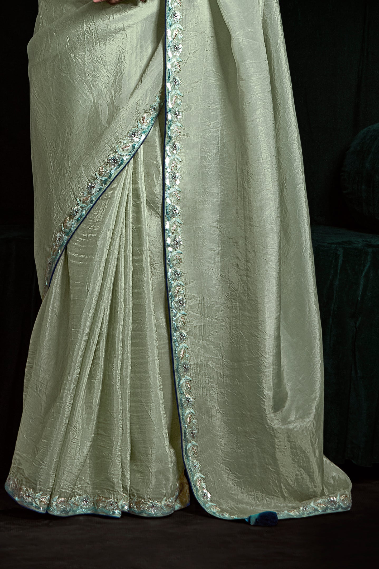 Grey Embroidered Organza Saree-ZB134078_4_SareeButa.com