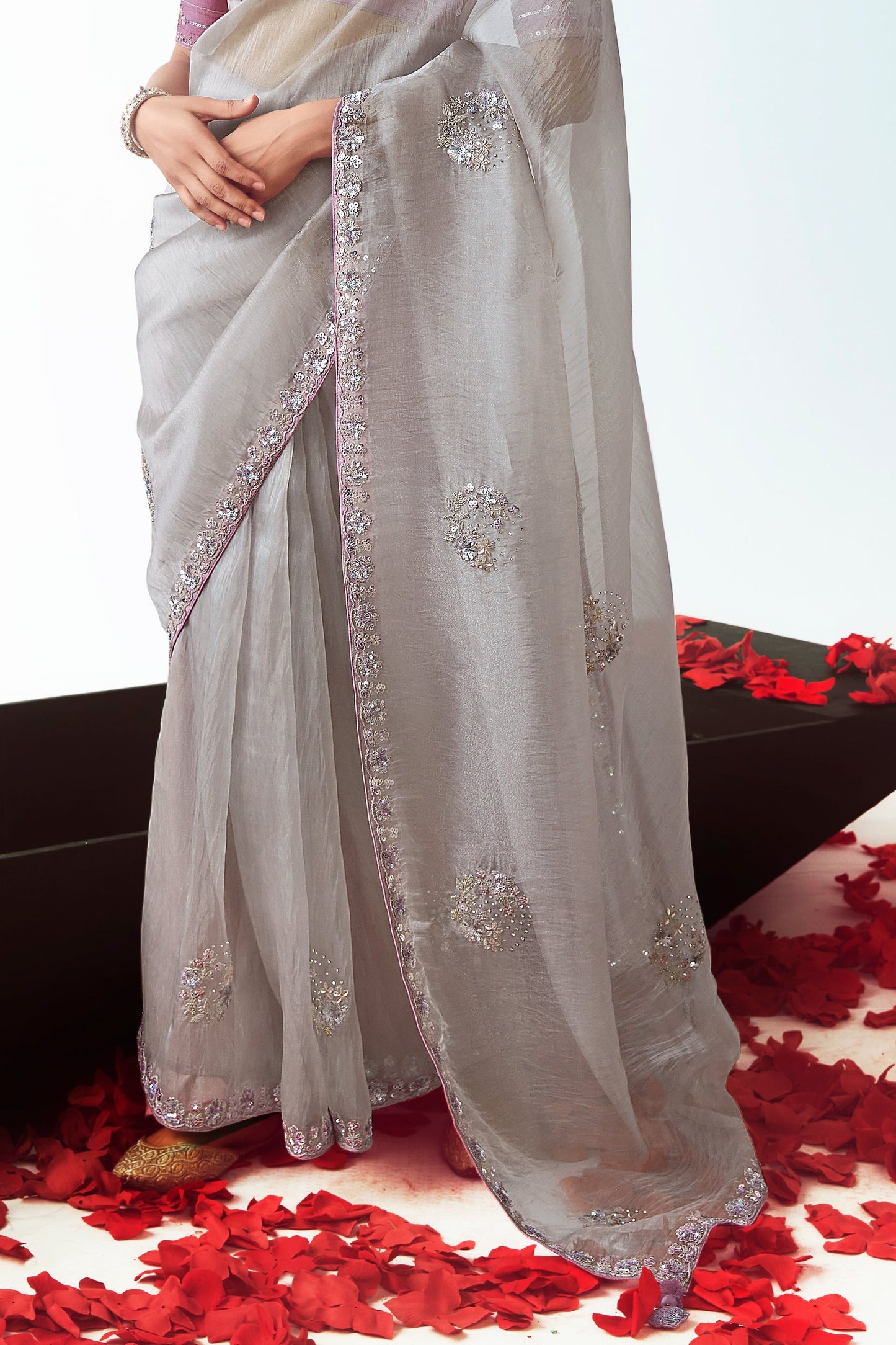 Grey Embroidered Organza Saree-ZB134774_5_SareeButa.com