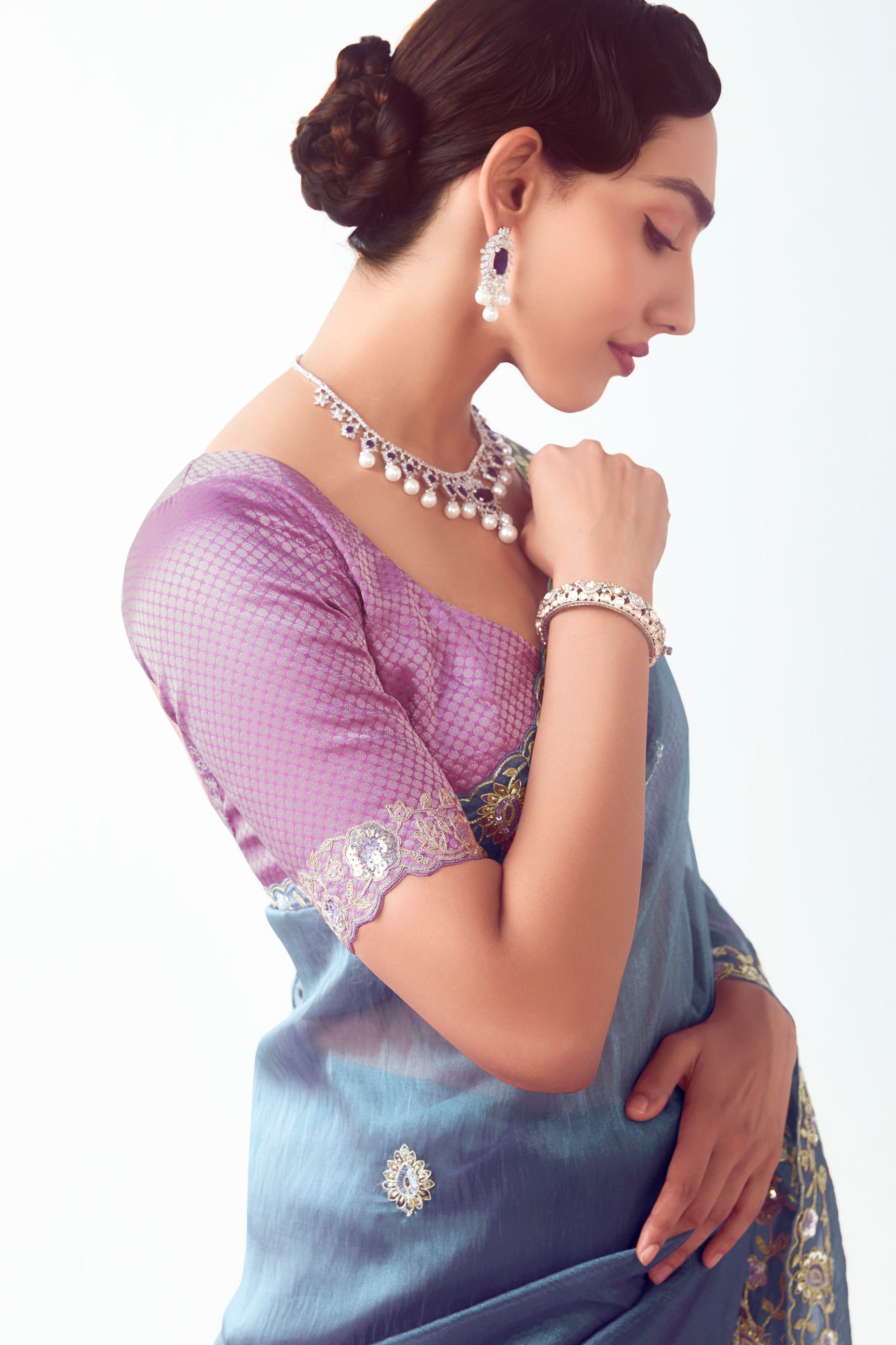 Grey Embroidered Organza Saree-ZB134778_4_SareeButa.com