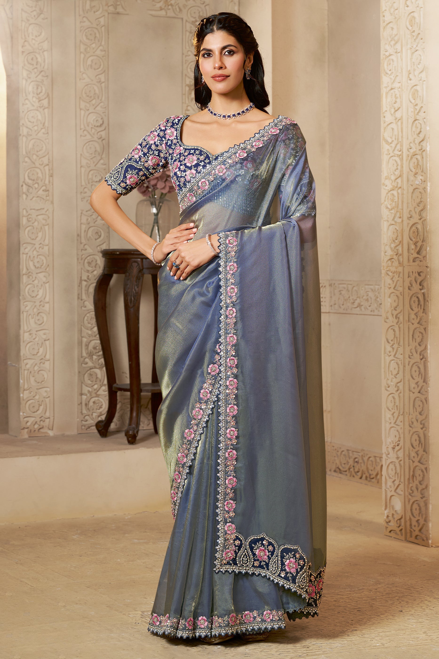 Grey Embroidered Organza Satin Saree-SAR10879_1_SareeButa.com