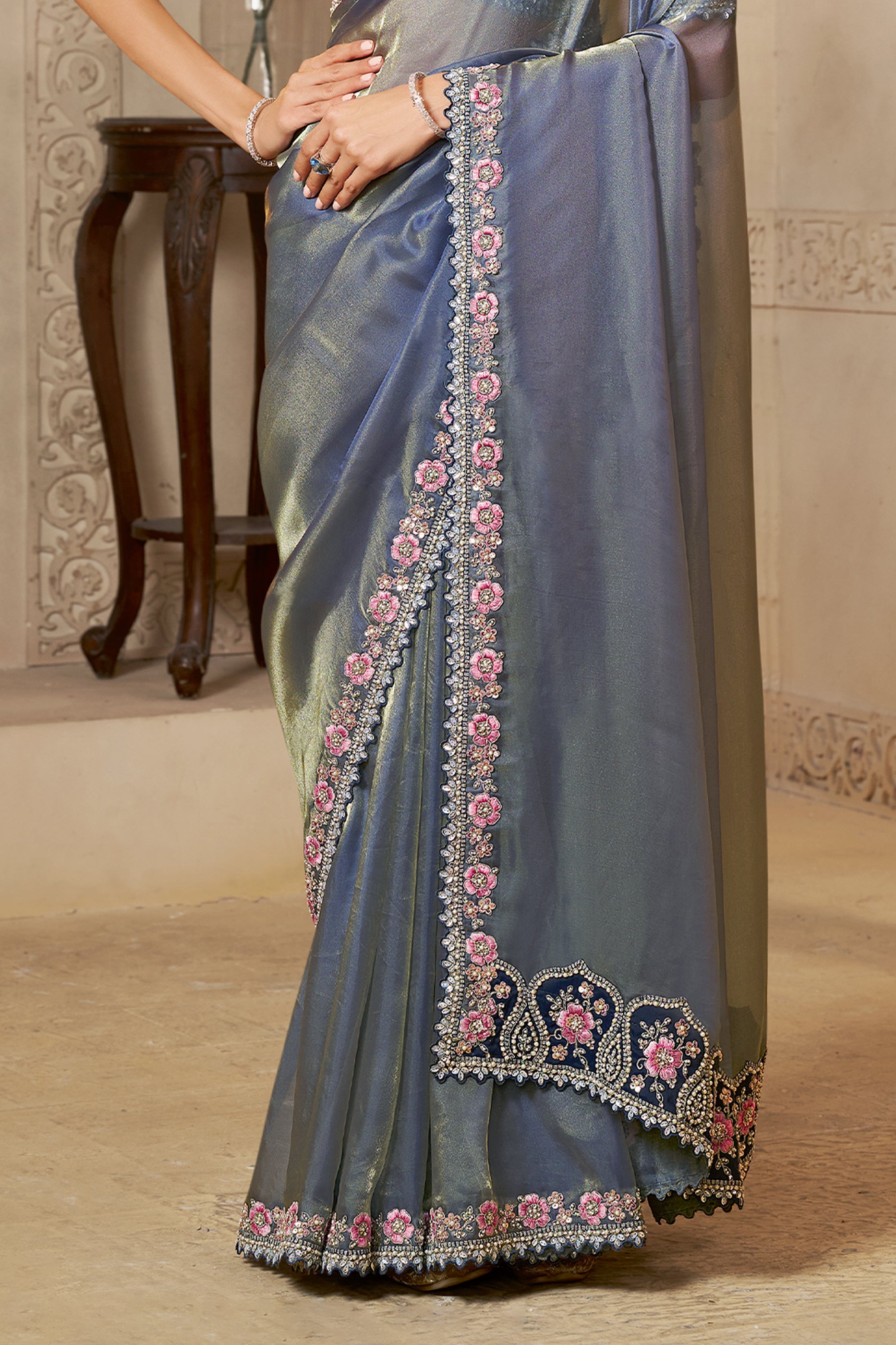 Grey Embroidered Organza Satin Saree-SAR10879_4_SareeButa.com