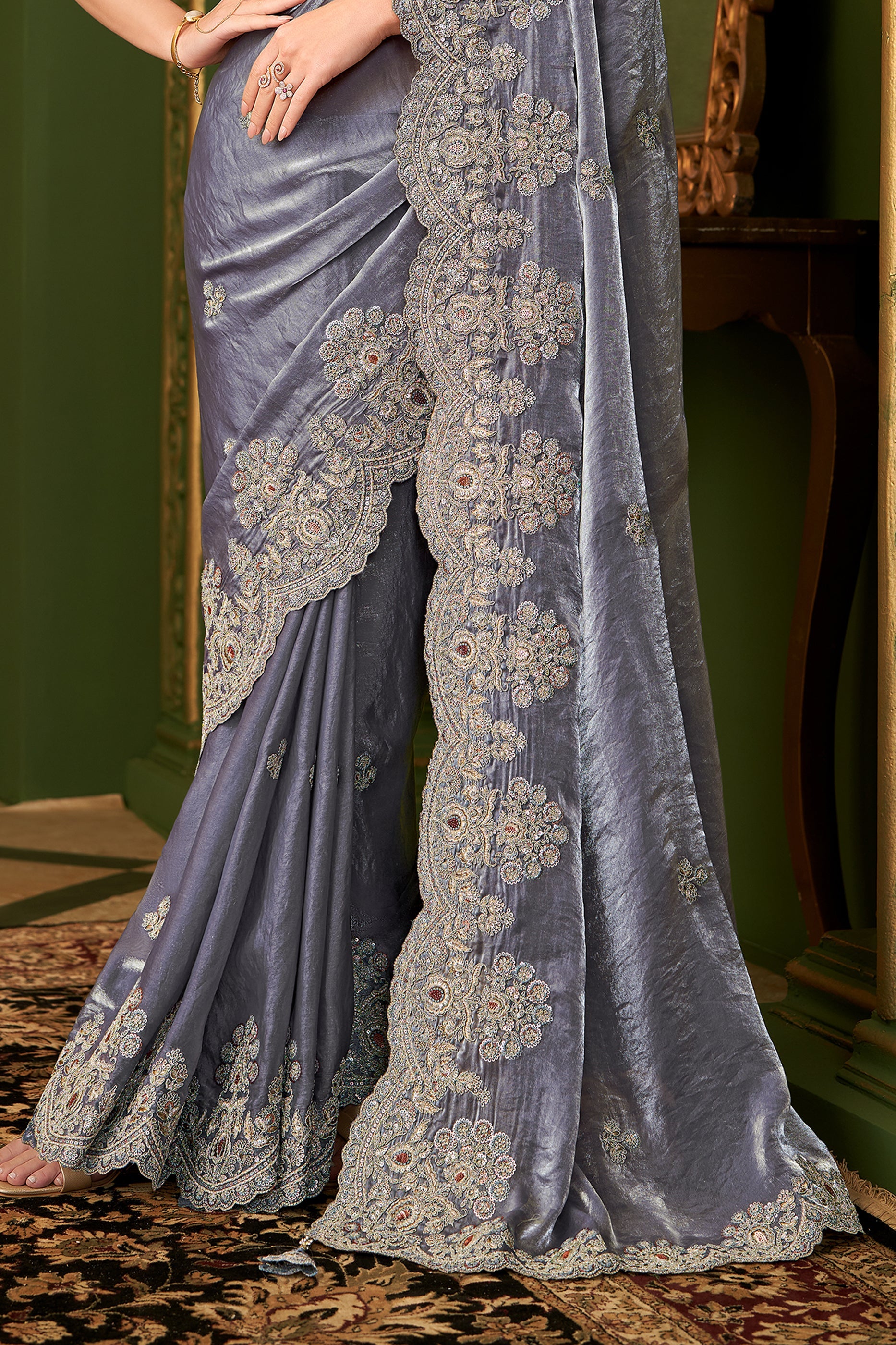 Grey Embroidered Satin Georgette Saree-SAR10961_5_SareeButa.com