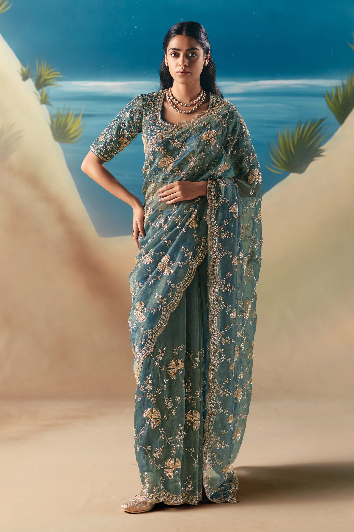 Grey Embroidered Satin Organza Saree-SAR11042_1_SareeButa.com
