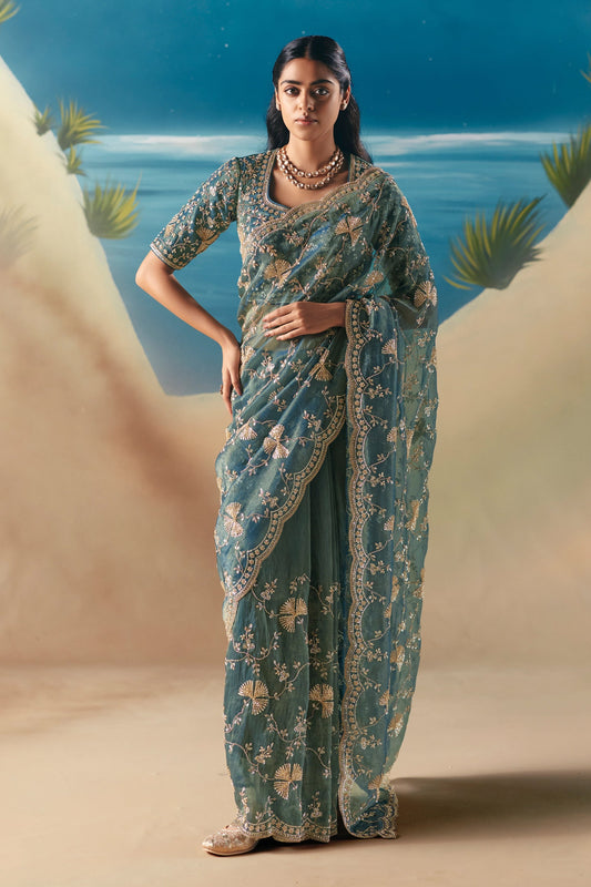 Grey Embroidered Satin Organza Saree-SAR11042_1_SareeButa.com