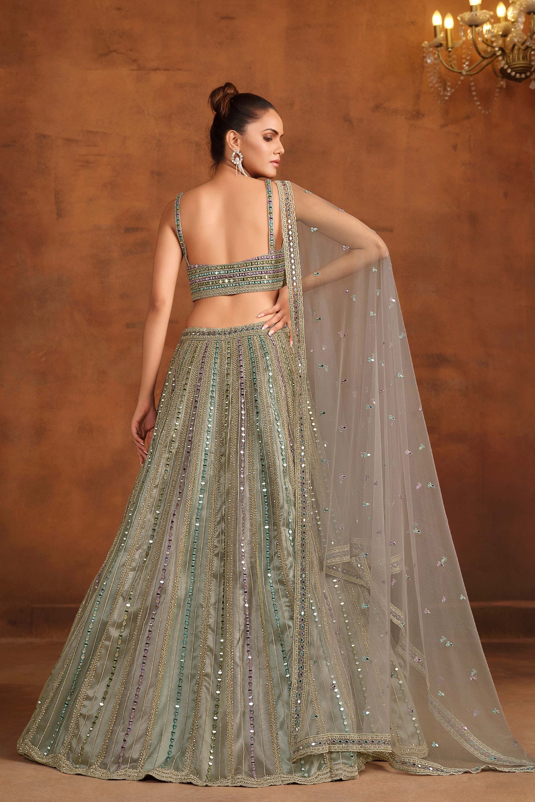 Grey Embroidered Semi-Stitched Net Lehenga-SAR10341_4_SareeButa.com