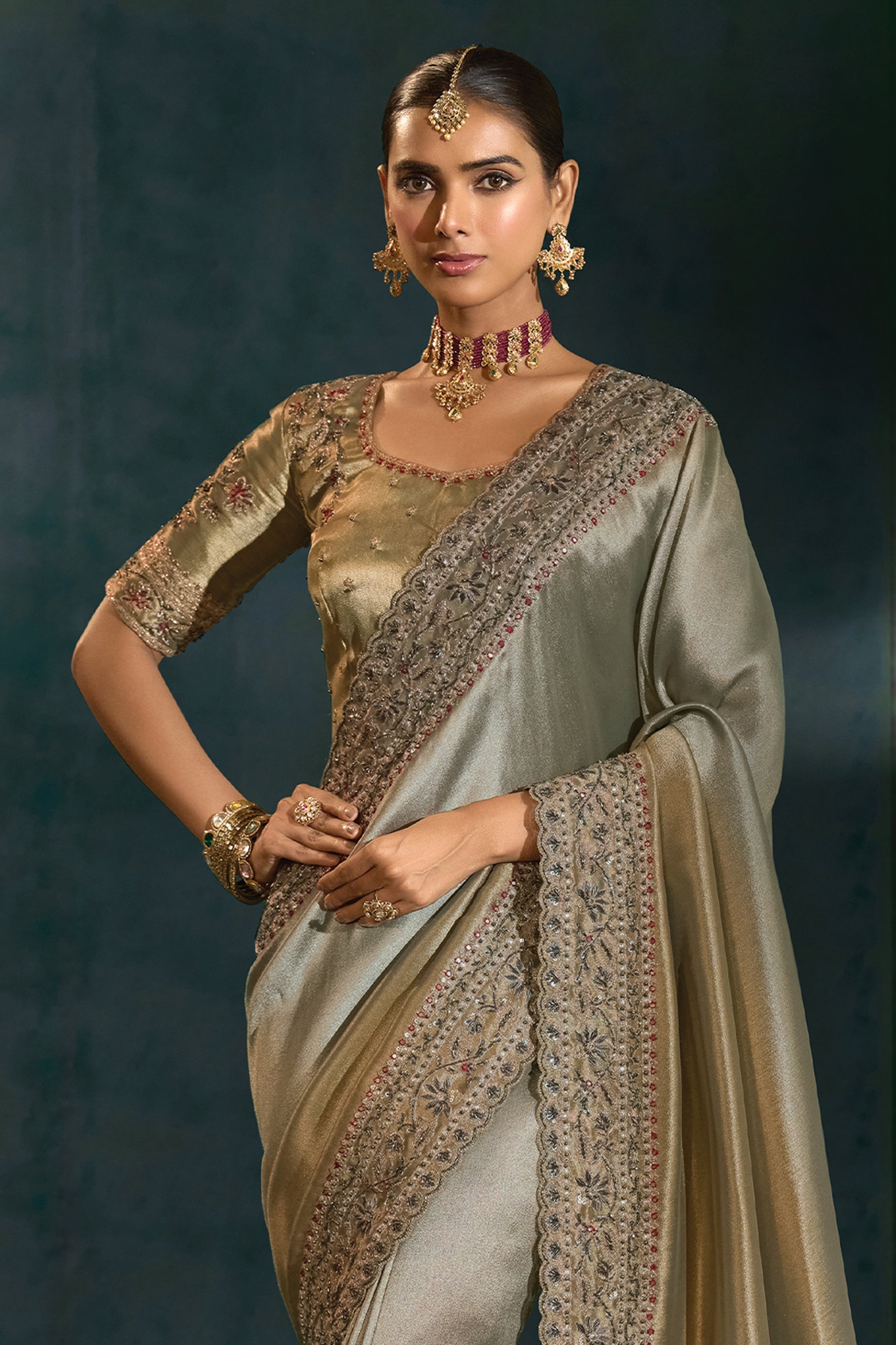 Grey Embroidered Silk Saree-SAR10391_5_SareeButa.com