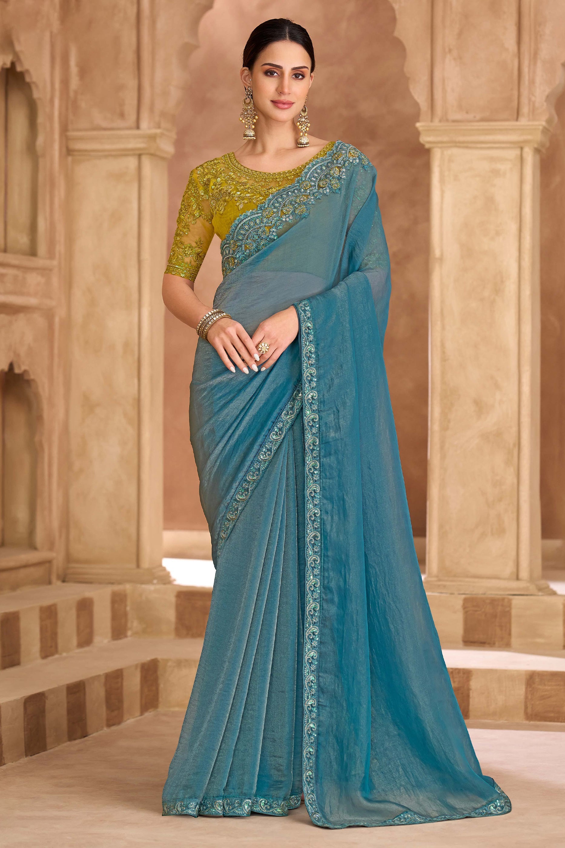 Grey Embroidered Tissue Georgette Saree-SAR11705_1_SareeButa.com