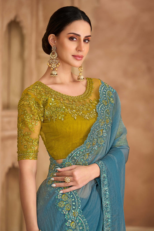 Grey Embroidered Tissue Georgette Saree-SAR11705_2_SareeButa.com