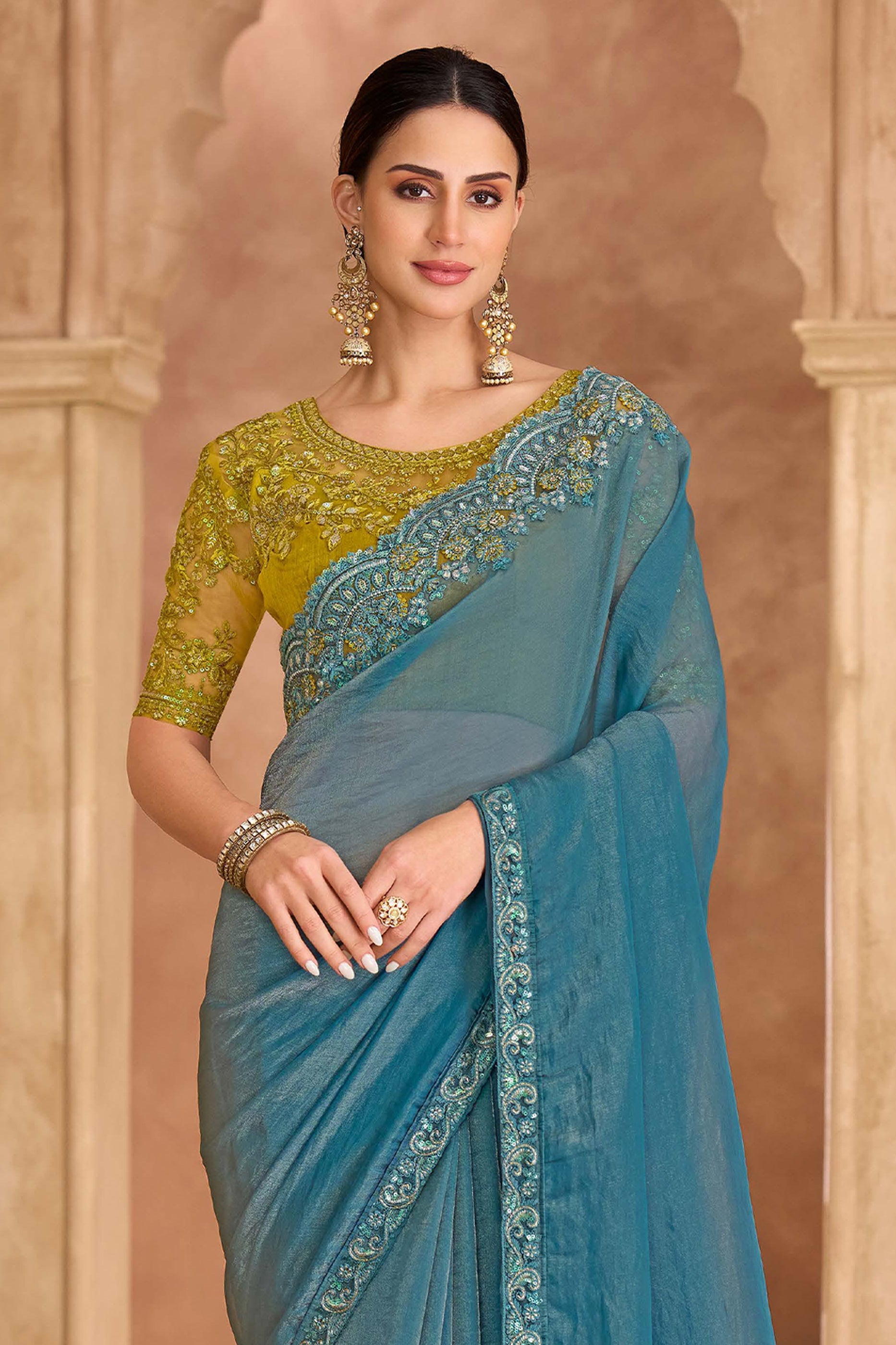 Grey Embroidered Tissue Georgette Saree-SAR11705_3_SareeButa.com
