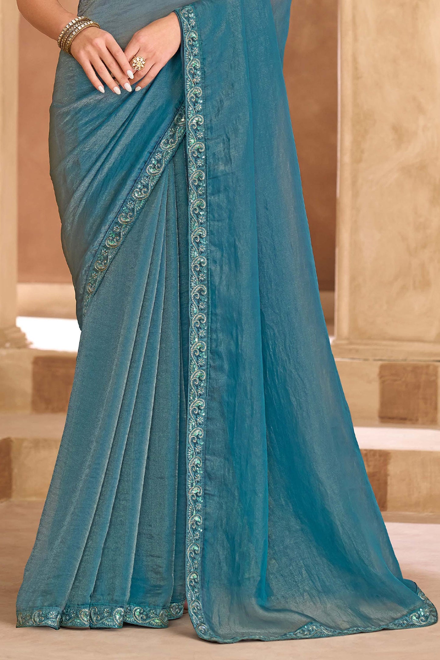 Grey Embroidered Tissue Georgette Saree-SAR11705_4_SareeButa.com