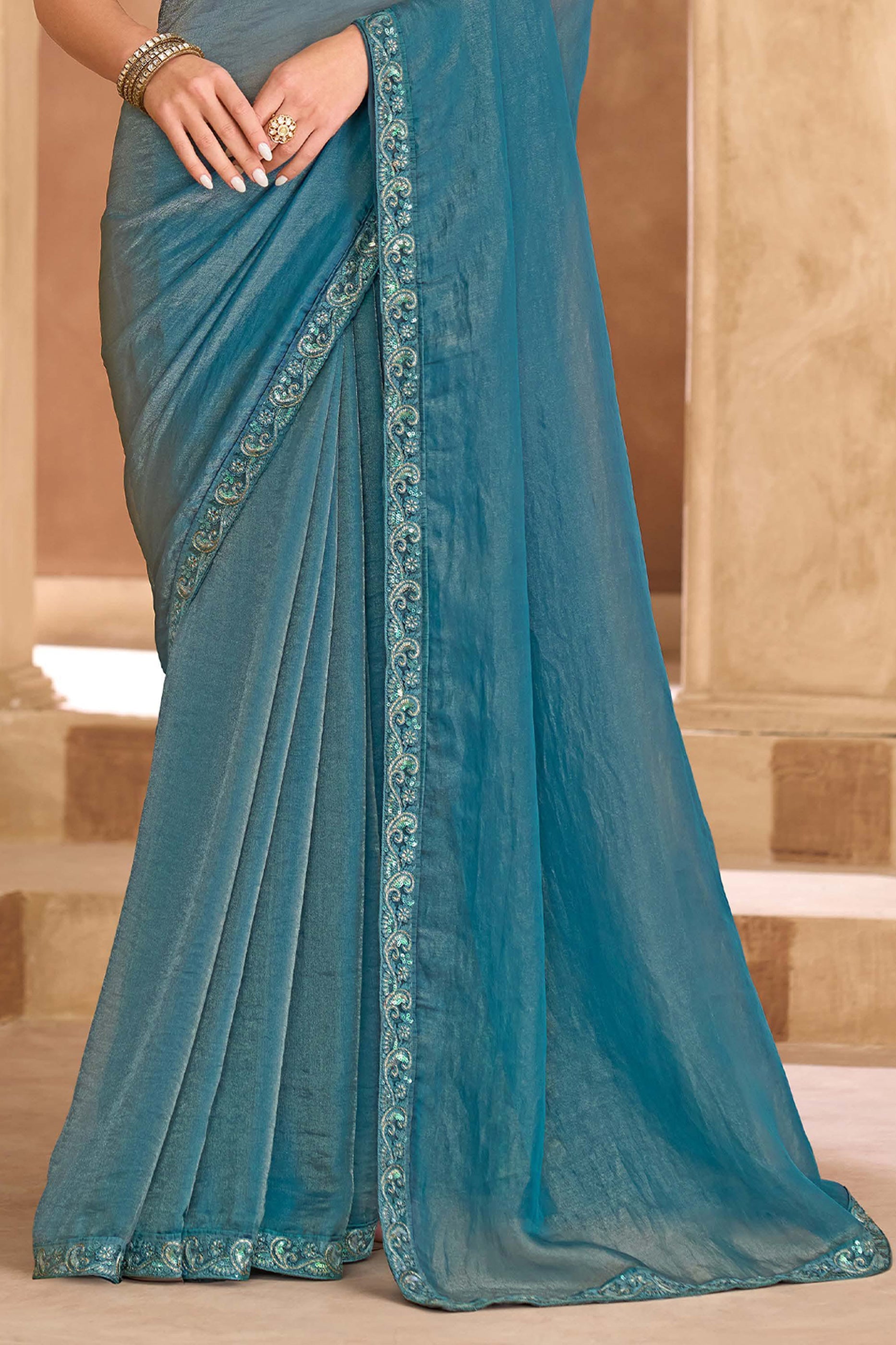 Grey Embroidered Tissue Georgette Saree-SAR11705_4_SareeButa.com