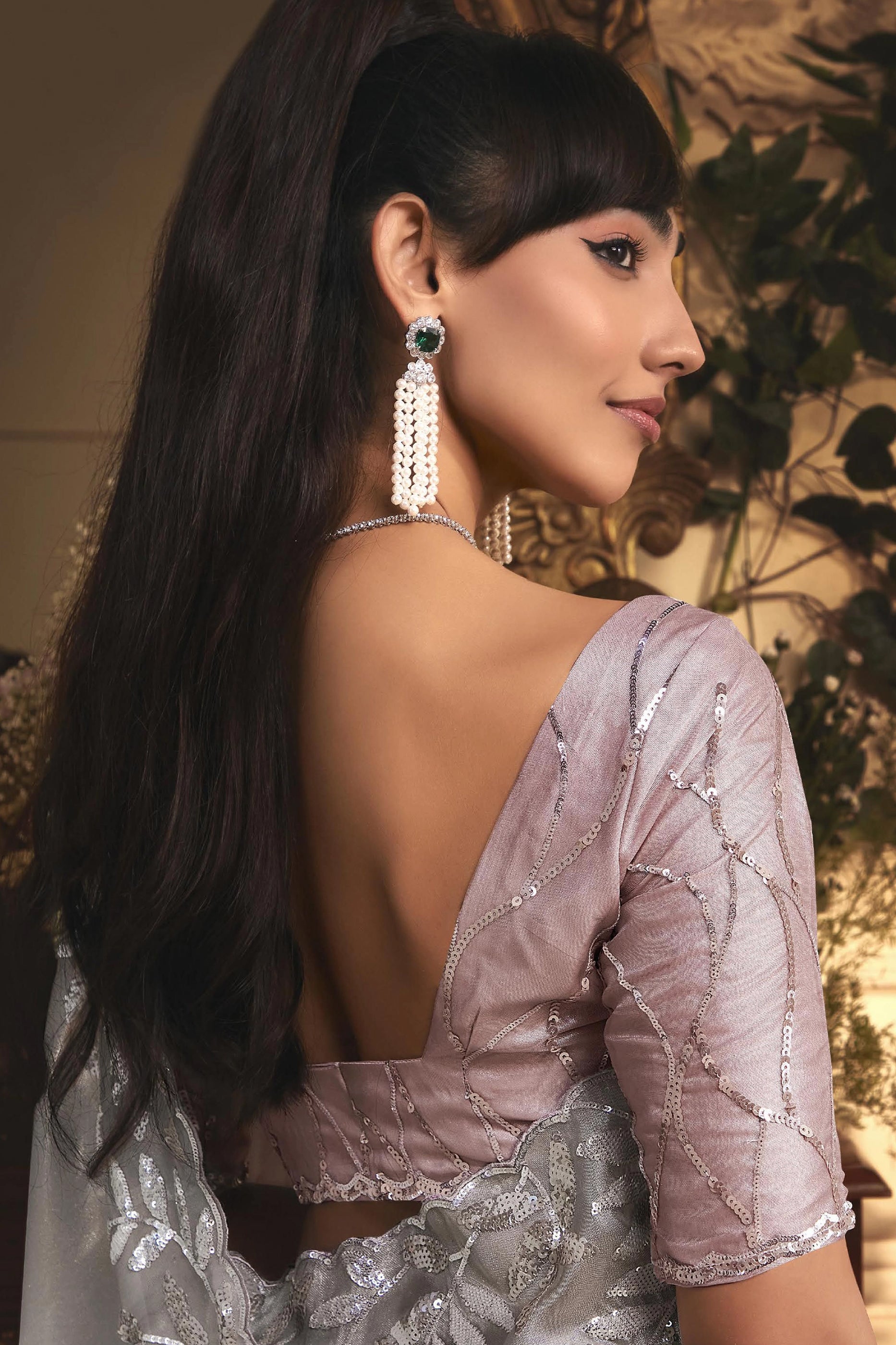 Grey Embroidered Tissue Organza Saree-SAR10242_3_SareeButa.com