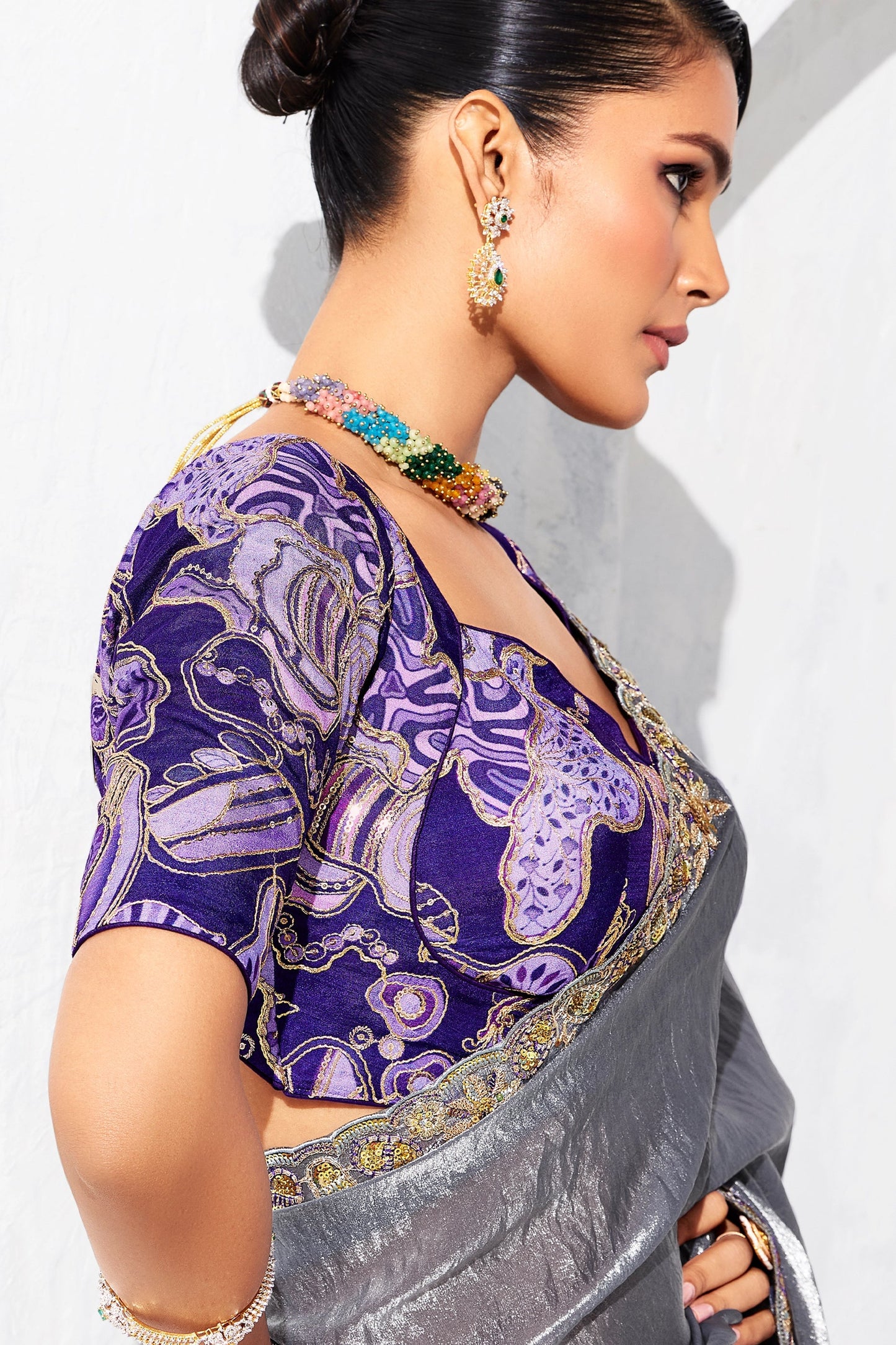 Grey Embroidered Tissue Organza Saree-SAR10567_2_SareeButa.com