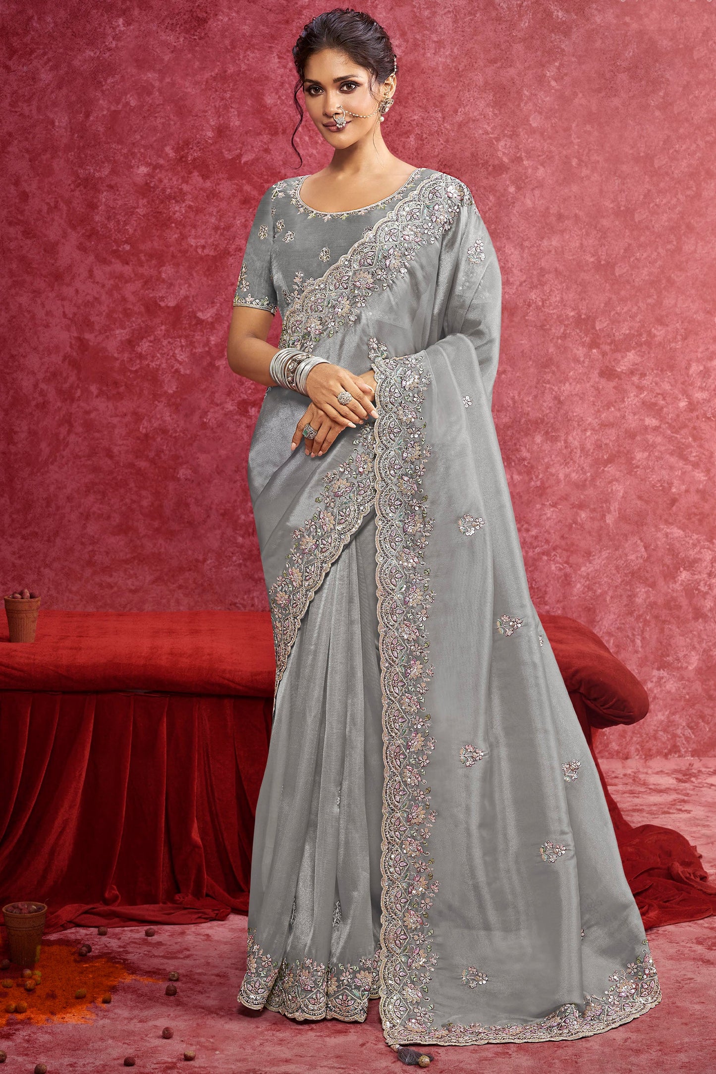 Grey Embroidered Tissue Silk Saree-SAR10278_1_SareeButa.com