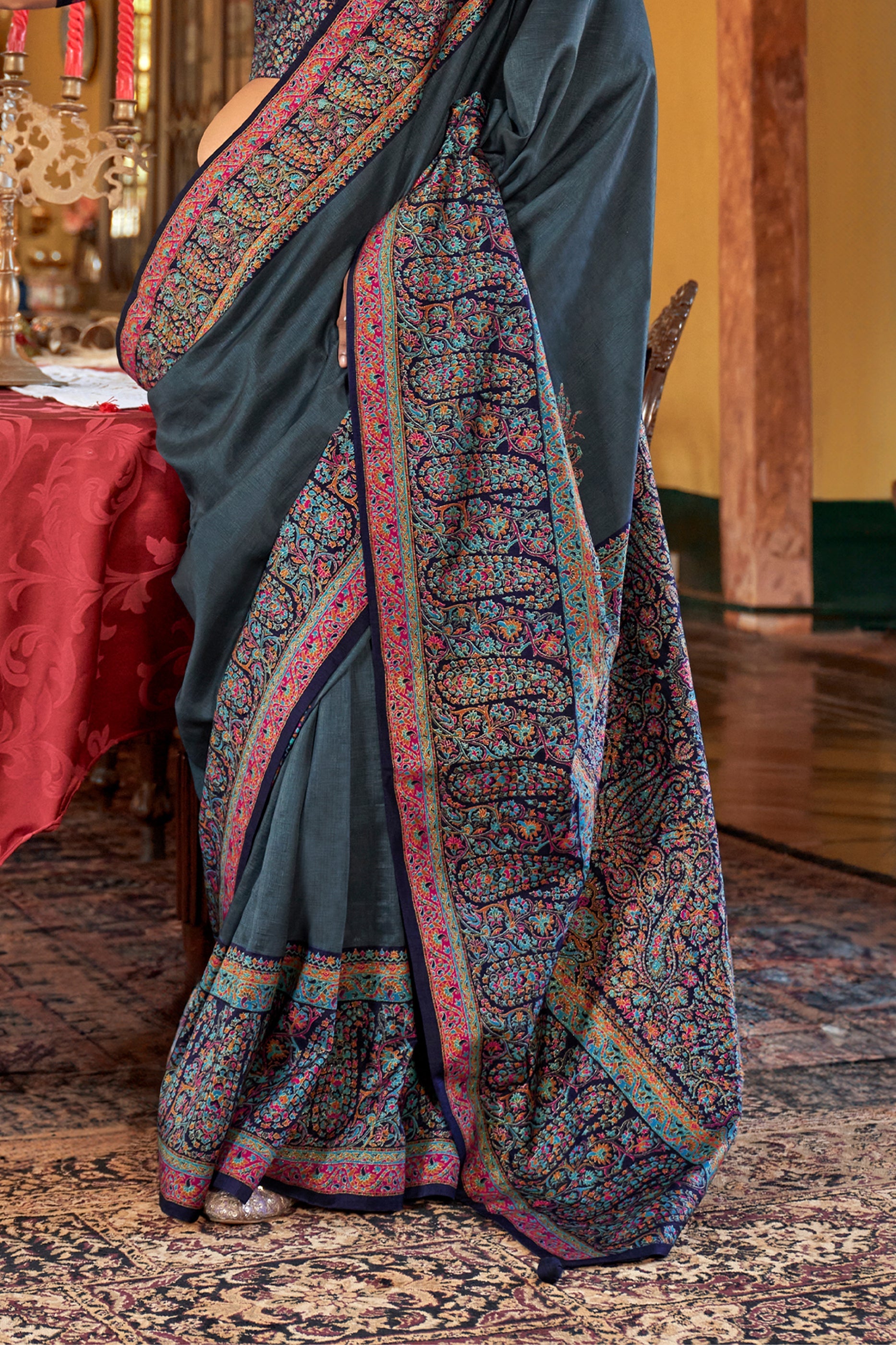 Grey Jamewar Printed Viscose Silk Saree-SAR10172_4_SareeButa.com