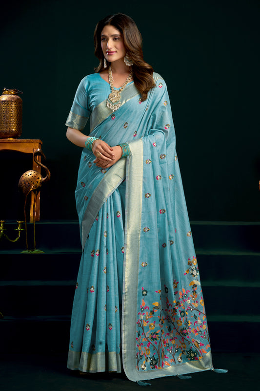 Grey Munga Cotton Saree-SAR12709_1_SareeButa.com