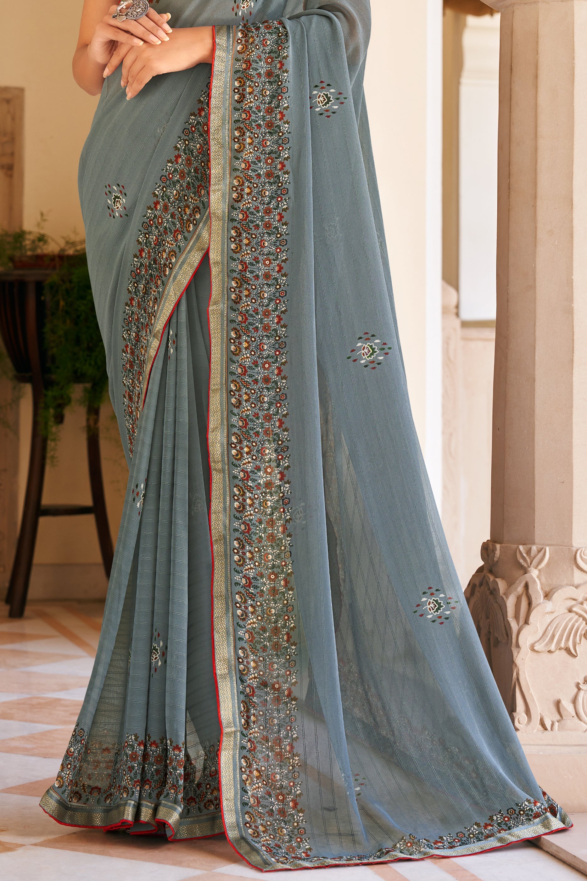 Grey Printed Georgette Saree-SAR10156_5_SareeButa.com