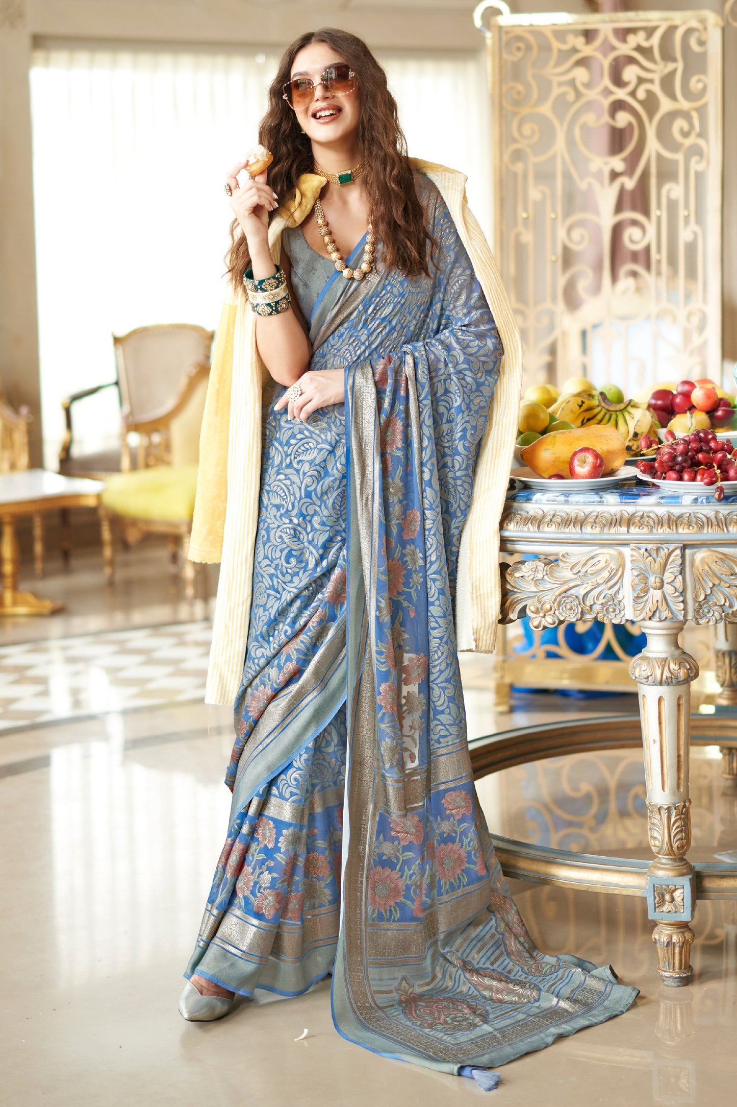 Grey Printed Georgette Saree-SAR10202_1_SareeButa.com