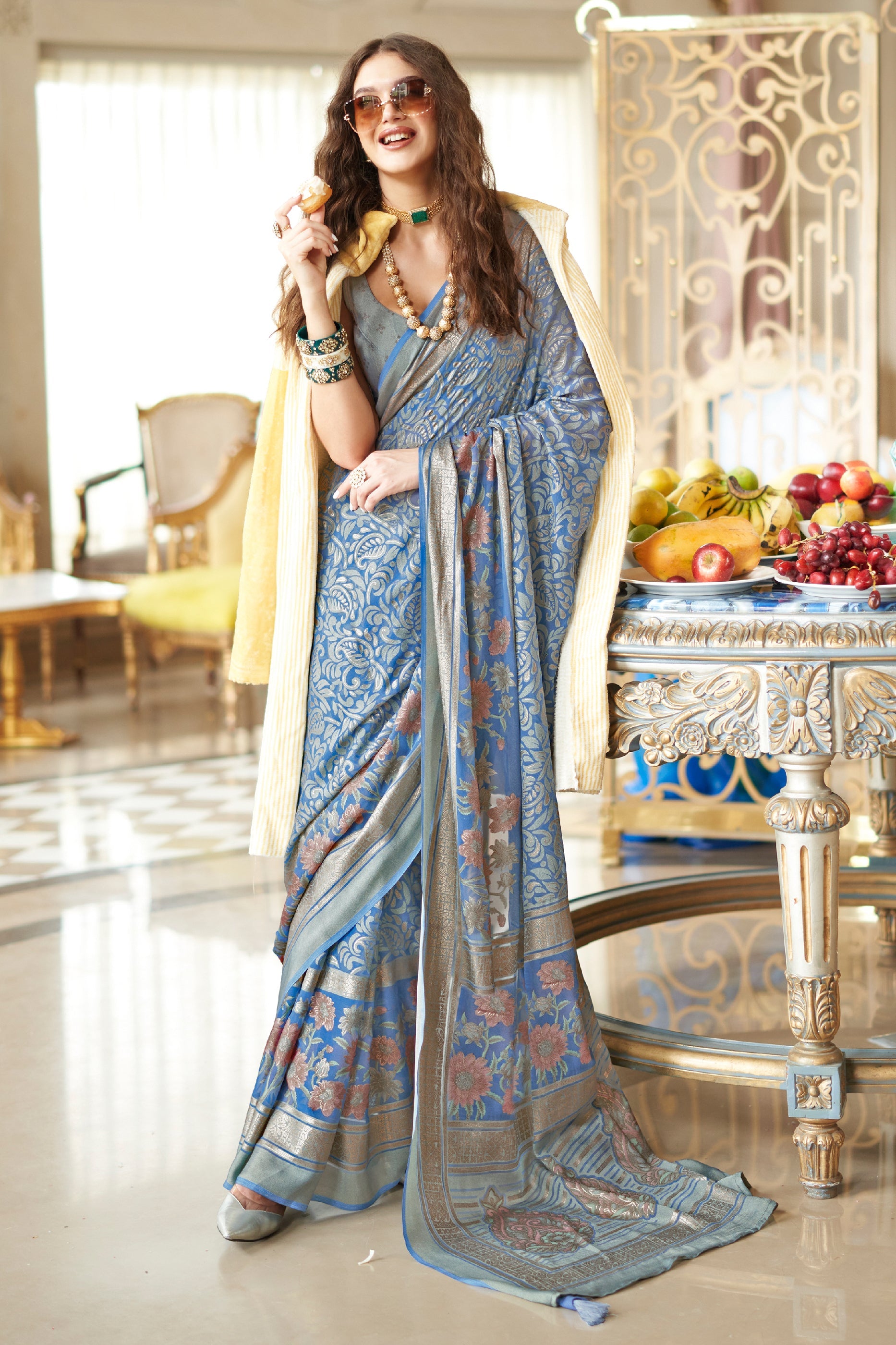 Grey Printed Georgette Saree-SAR10202_1_SareeButa.com