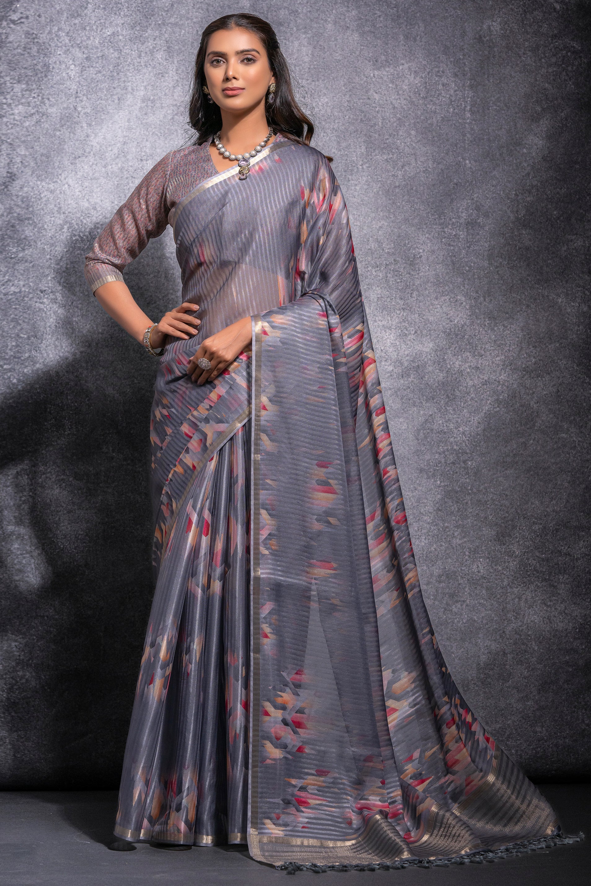 grey-printed-linen-silk-saree-zb132510_1_SareeButa.com