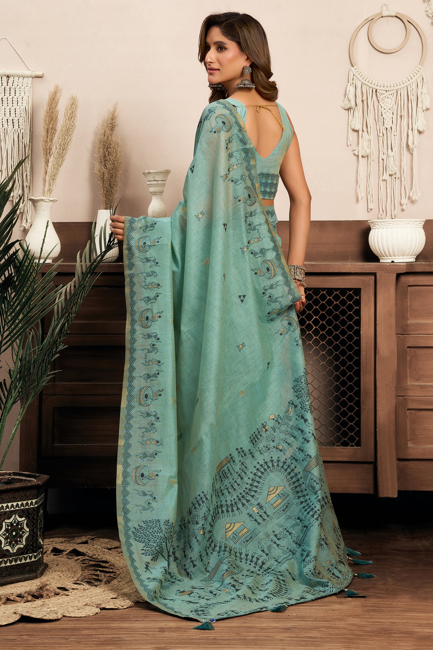 Grey Printed Modal Cotton Saree-SAR12645_4_SareeButa.com