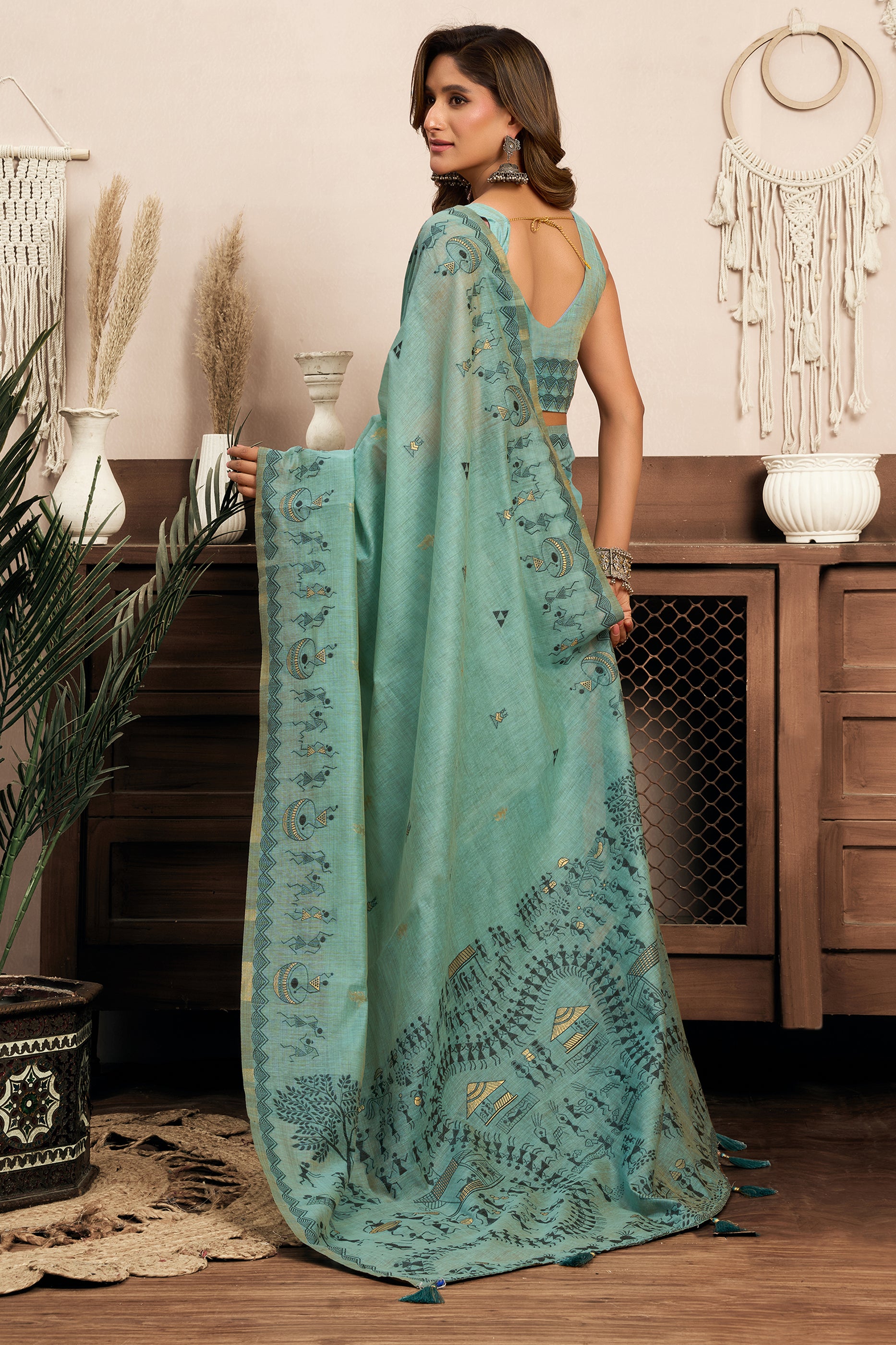 Grey Printed Modal Cotton Saree-SAR12645_4_SareeButa.com