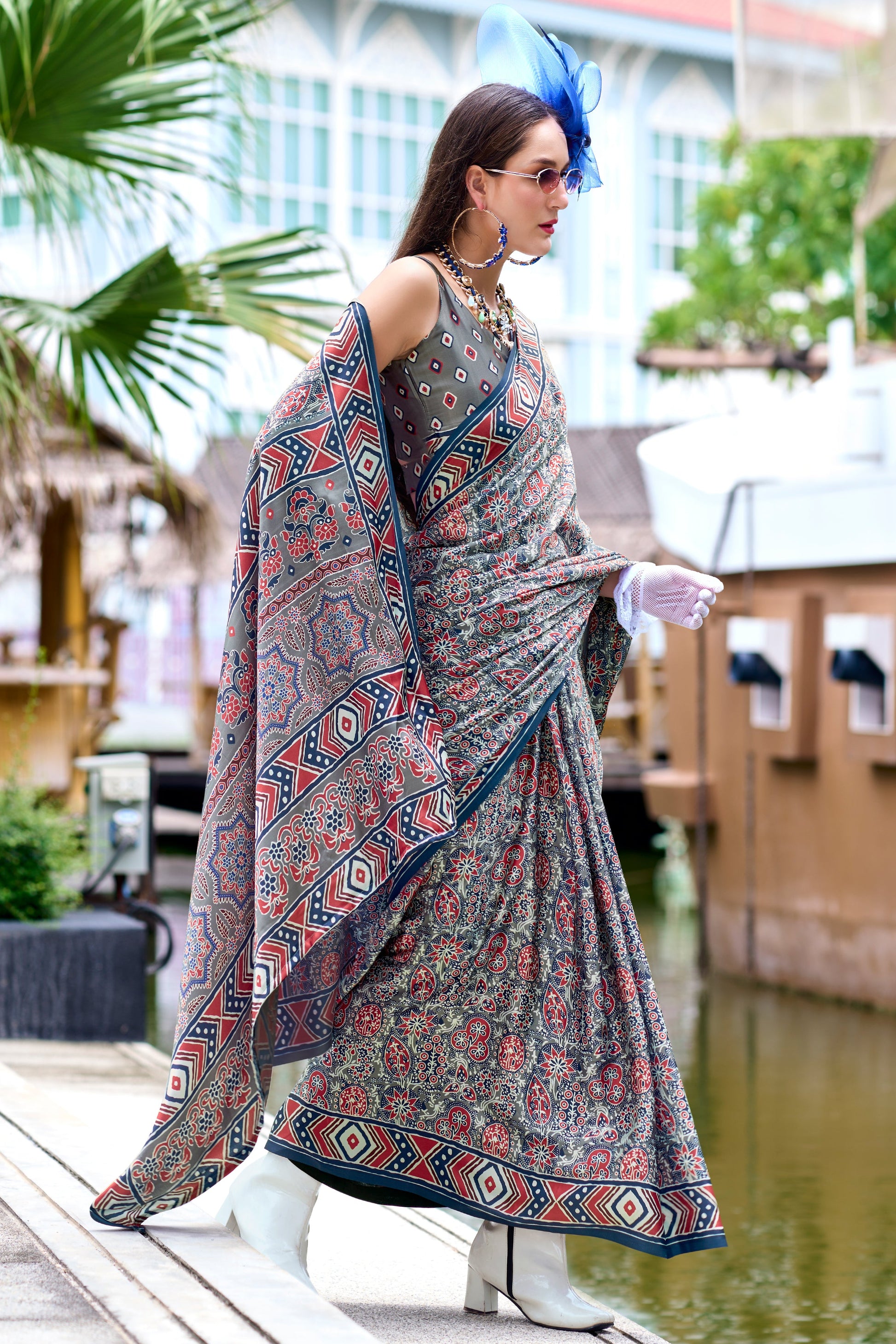 Grey Printed Satin Silk Saree-ZB133613_3_SareeButa.com