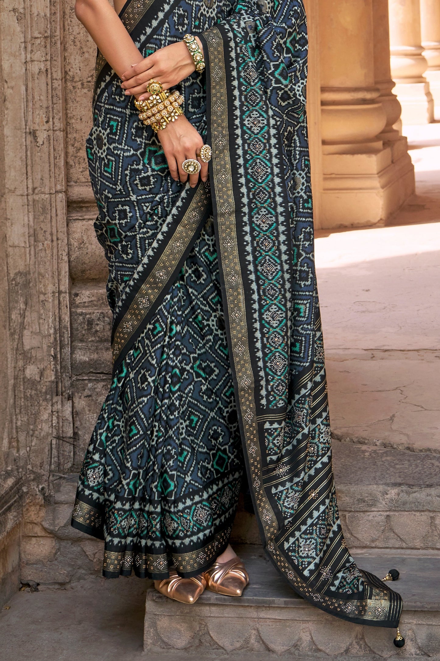 Grey Printed Silk Patola Saree-SAR11248_4_SareeButa.com