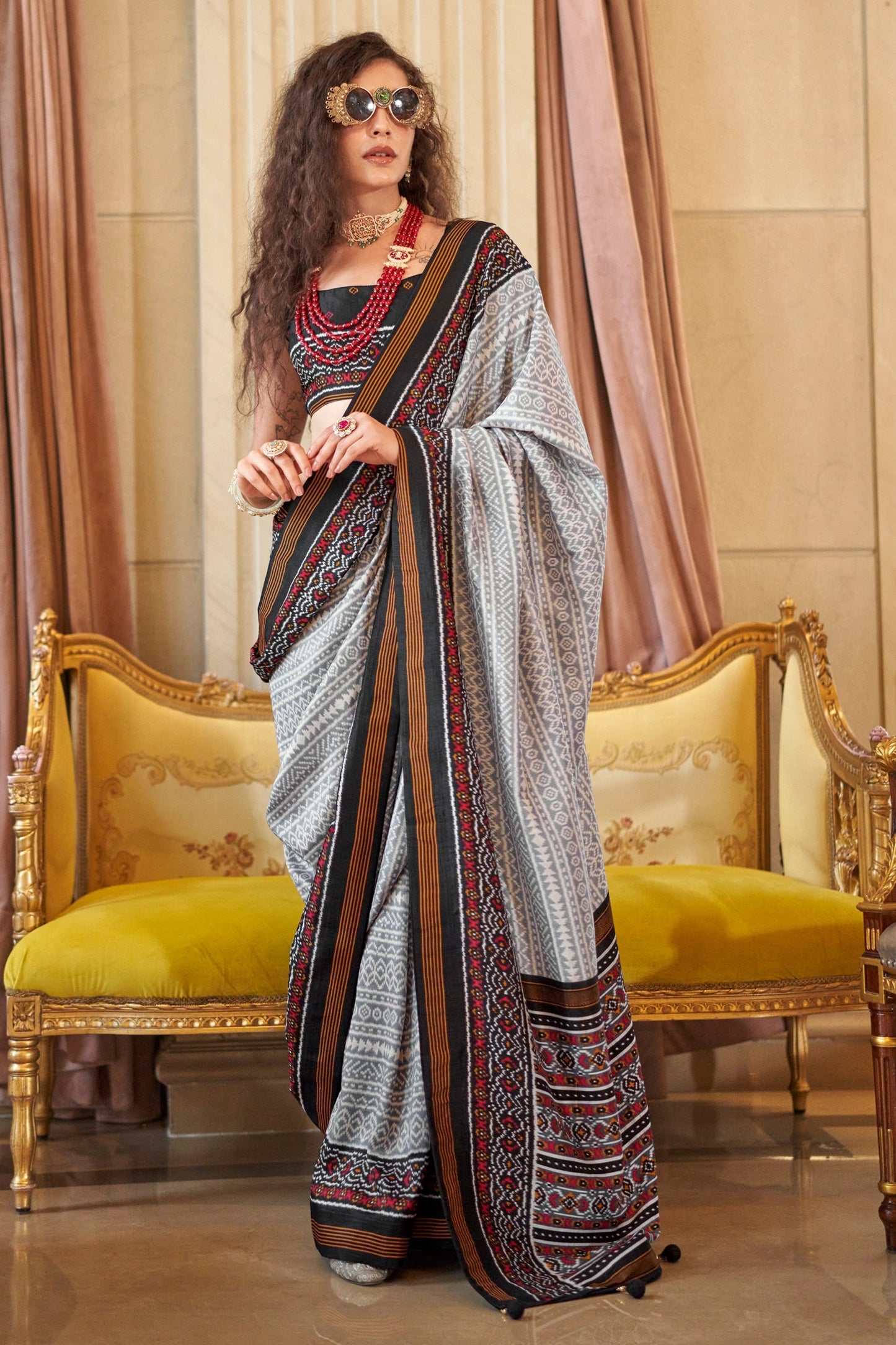 Grey Printed Silk Saree-SAR11350_1_SareeButa.com