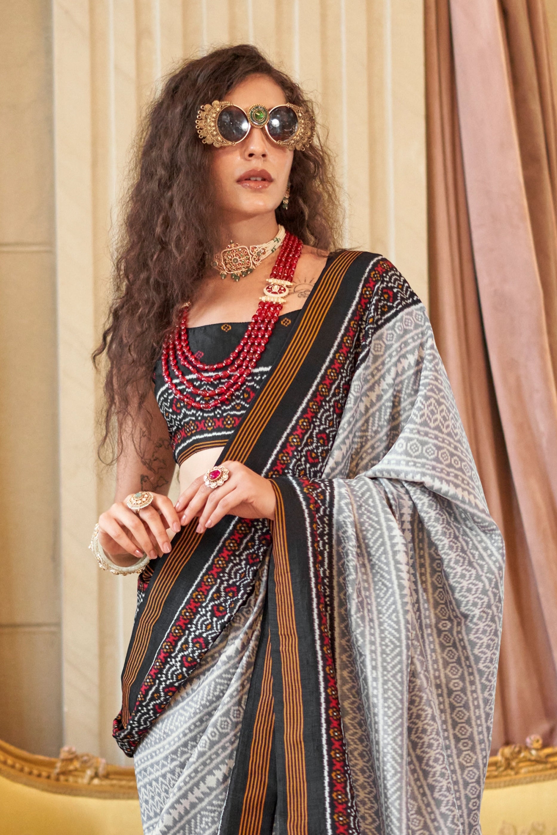 Grey Printed Silk Saree-SAR11350_3_SareeButa.com