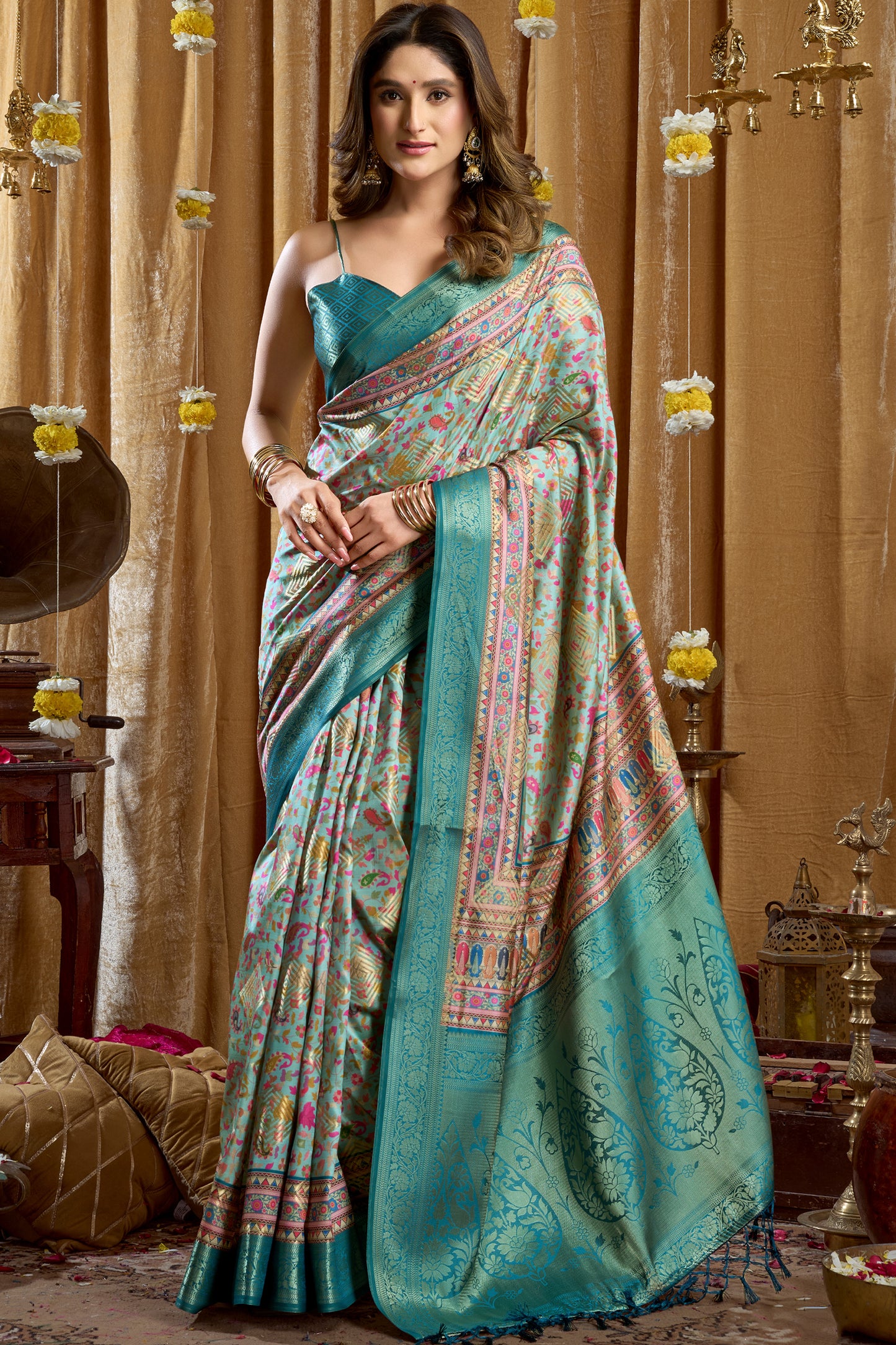 Grey Printed Silk Saree-SAR12665_1_SareeButa.com