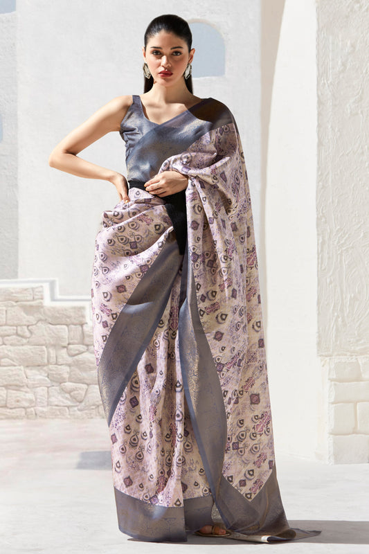 Grey Printed Silk Saree-ZB133415_1_SareeButa.com