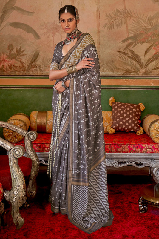 Grey Printed Silk Saree-ZB133425_1_SareeButa.com