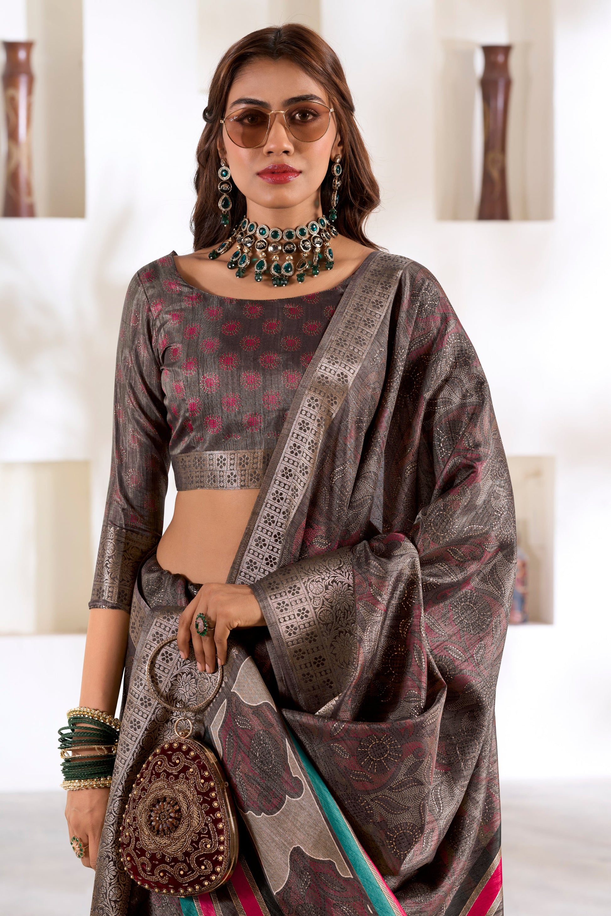 Grey Printed Silk Saree-ZB133768_2_SareeButa.com