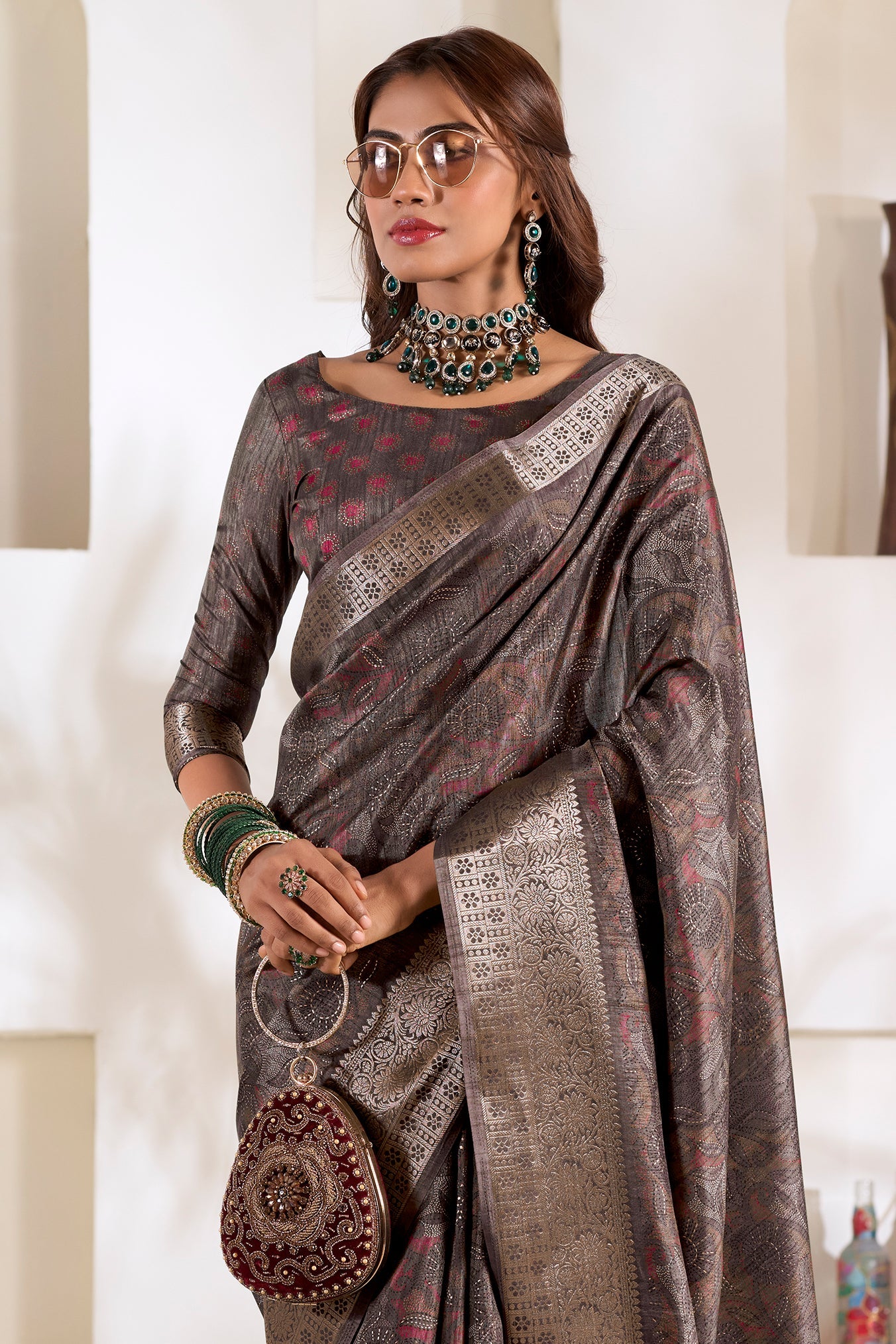 Grey Printed Silk Saree-ZB133768_3_SareeButa.com