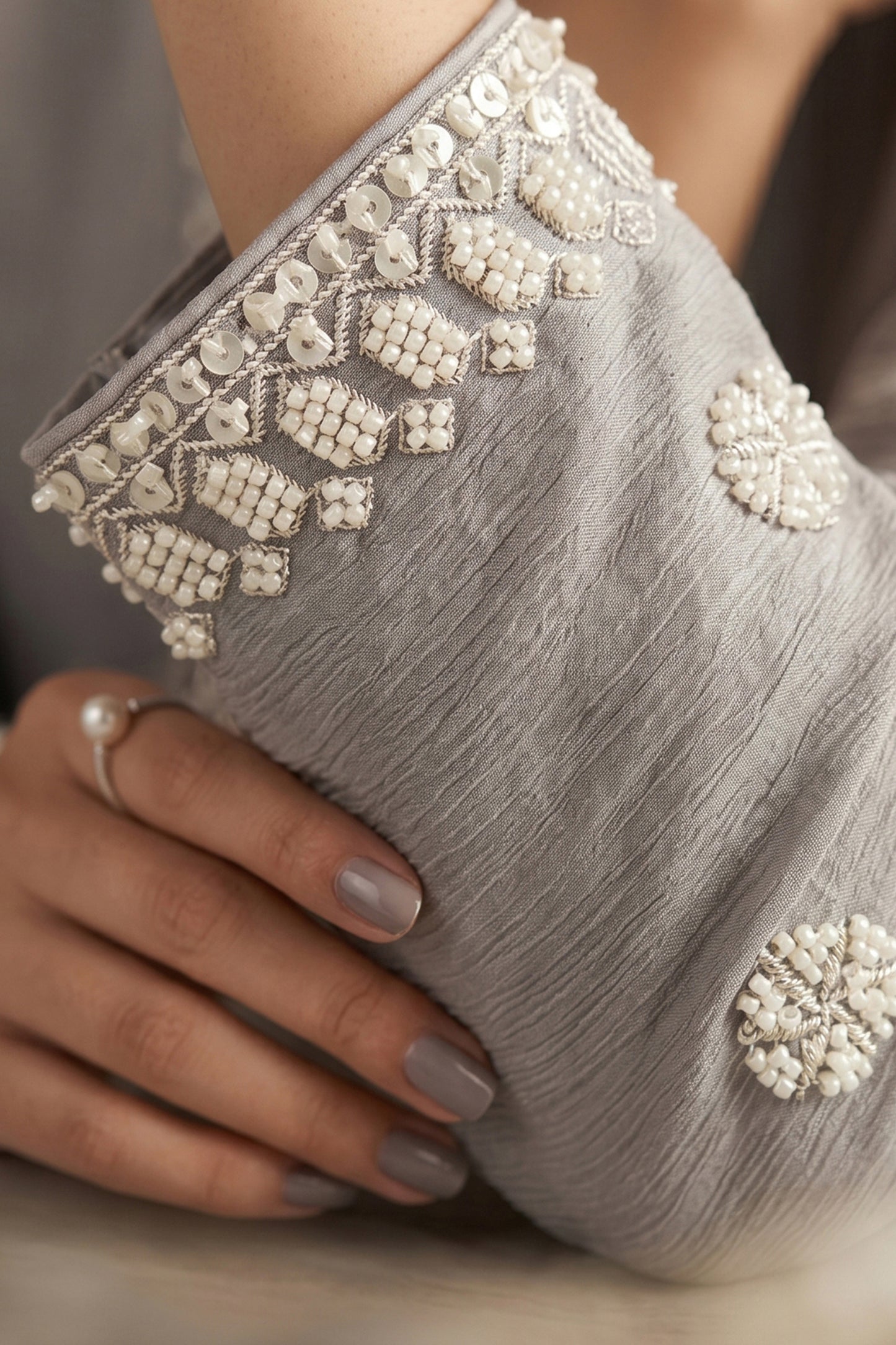 Grey Readymade Bead Work Chinon Palazzo Suit-SAR12800_4_SareeButa.com