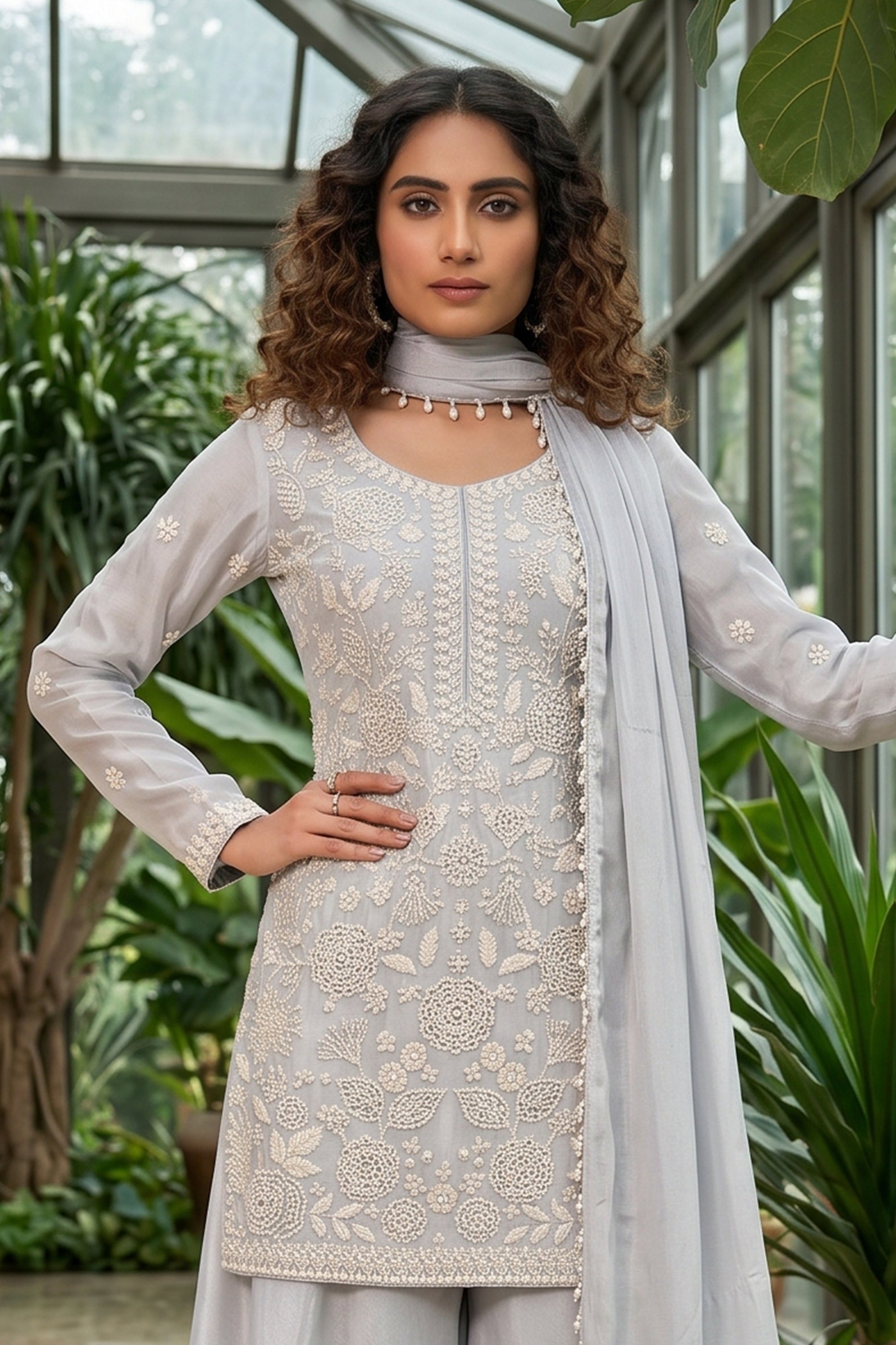 Grey Readymade Bead Work Chinon Palazzo Suit-SAR12800_6_SareeButa.com