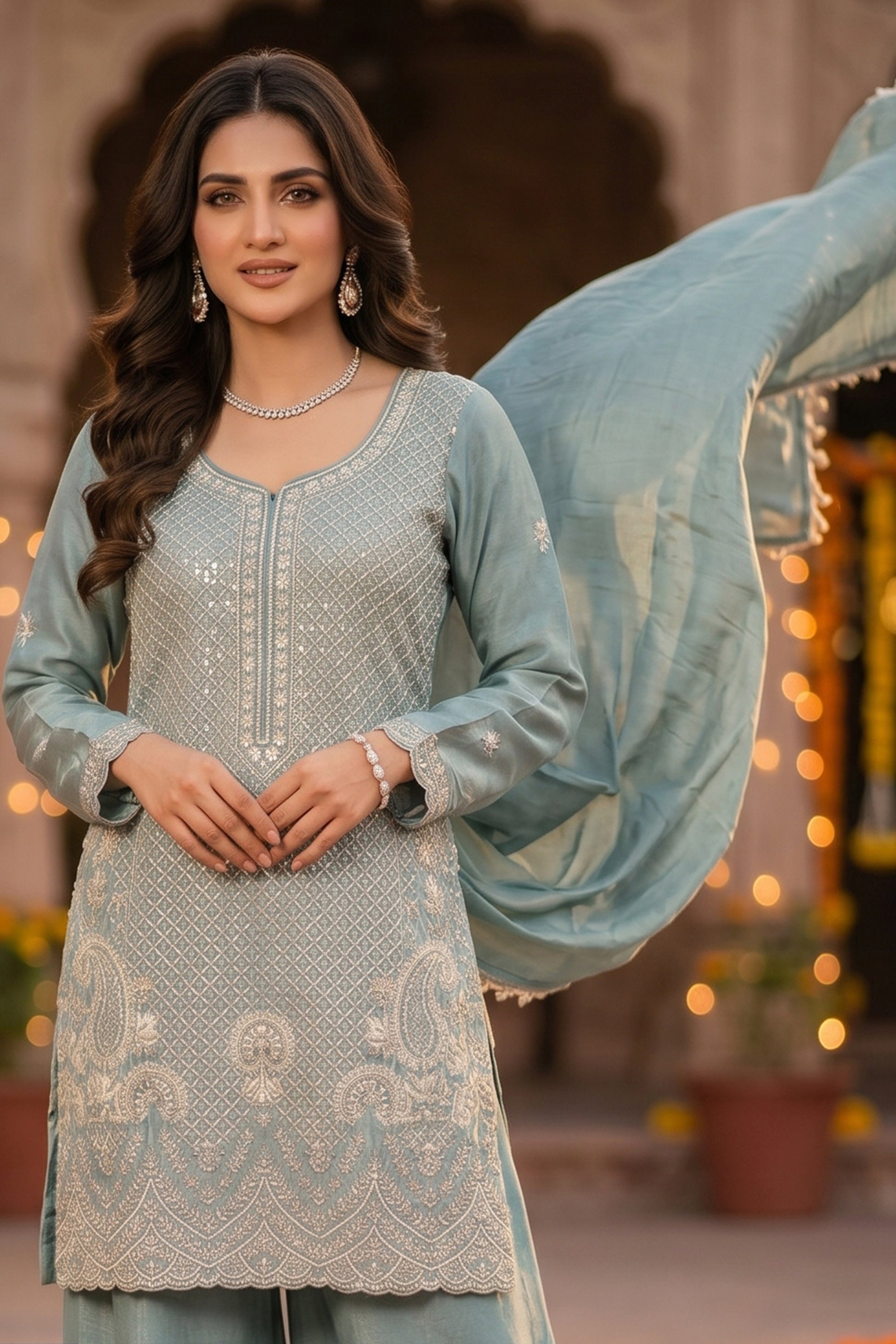 Grey Readymade Bead Work Chinon Suit-SAR12996_3_SareeButa.com