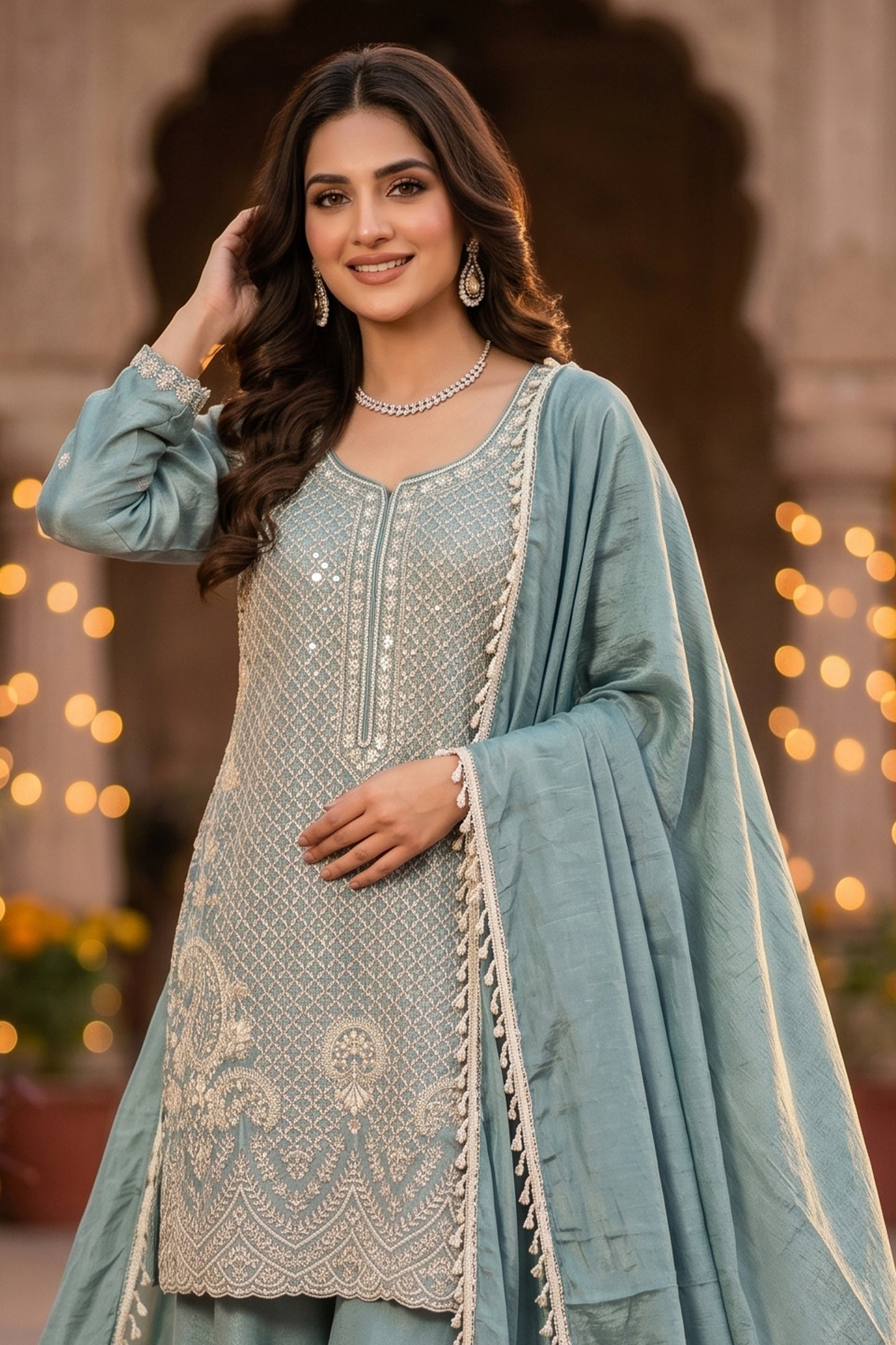 Grey Readymade Bead Work Chinon Suit-SAR12996_5_SareeButa.com