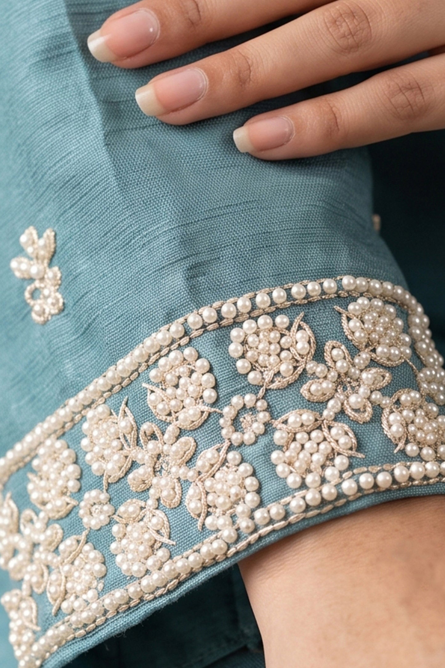 Grey Readymade Bead Work Chinon Suit-SAR13041_4_SareeButa.com