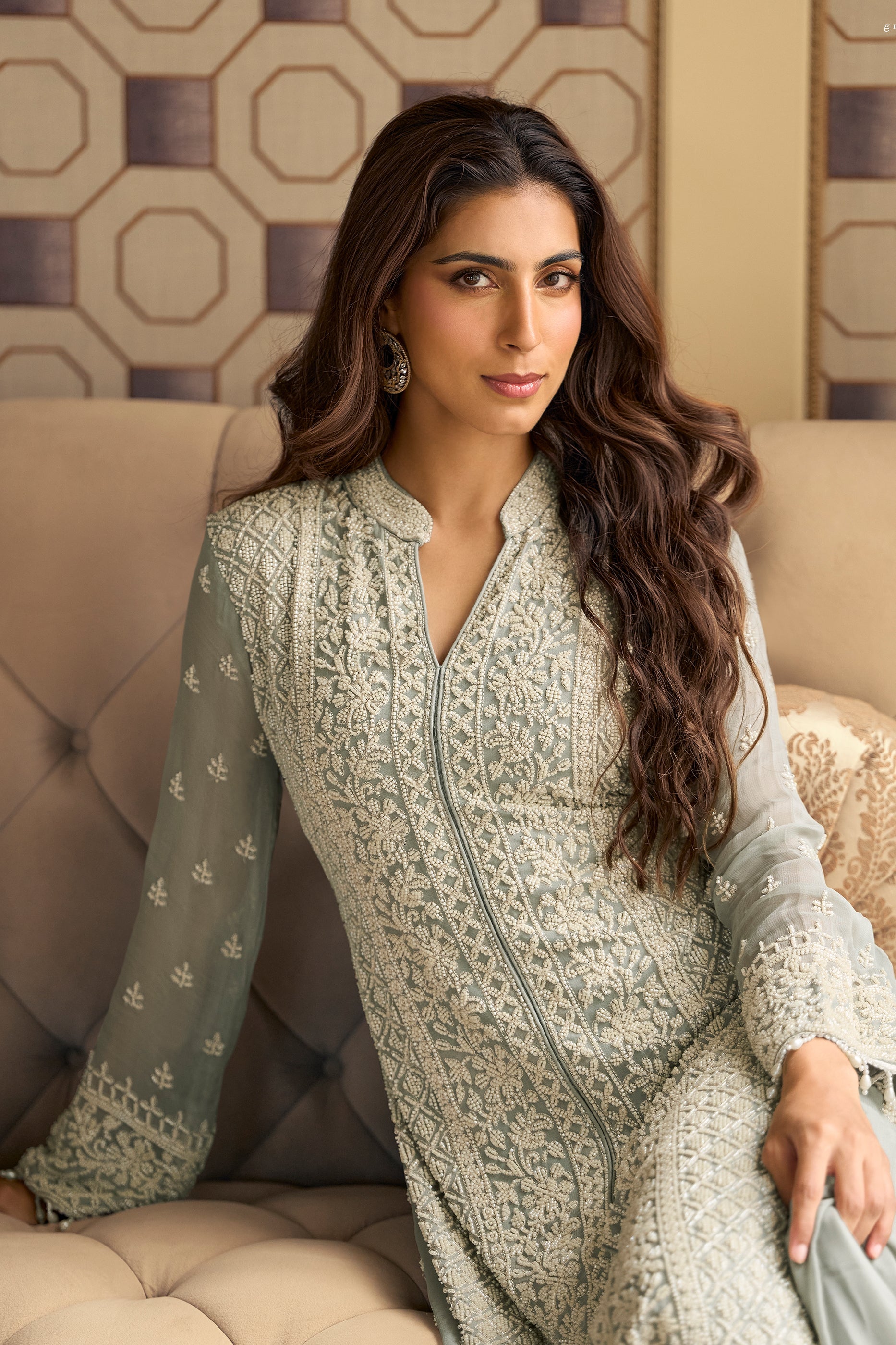 Grey Readymade Bead Work Georgette Suit-SAR11063_2_SareeButa.com