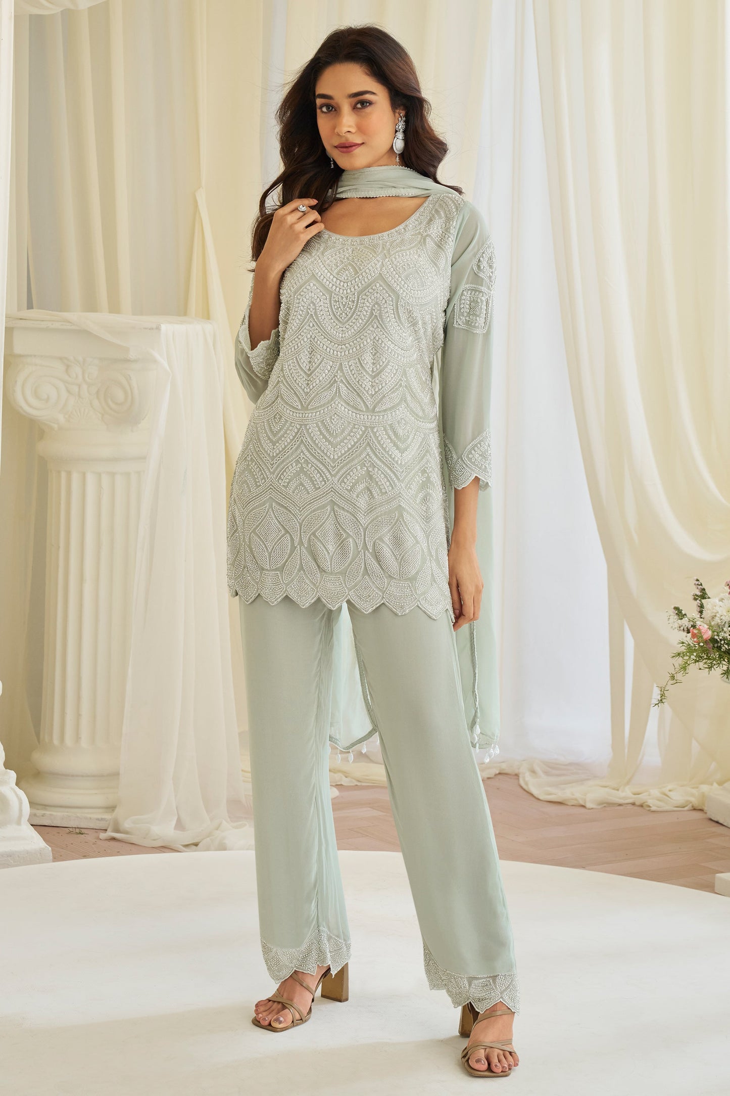 Grey Readymade Bead Work Georgette Suit-SAR11527_1_SareeButa.com